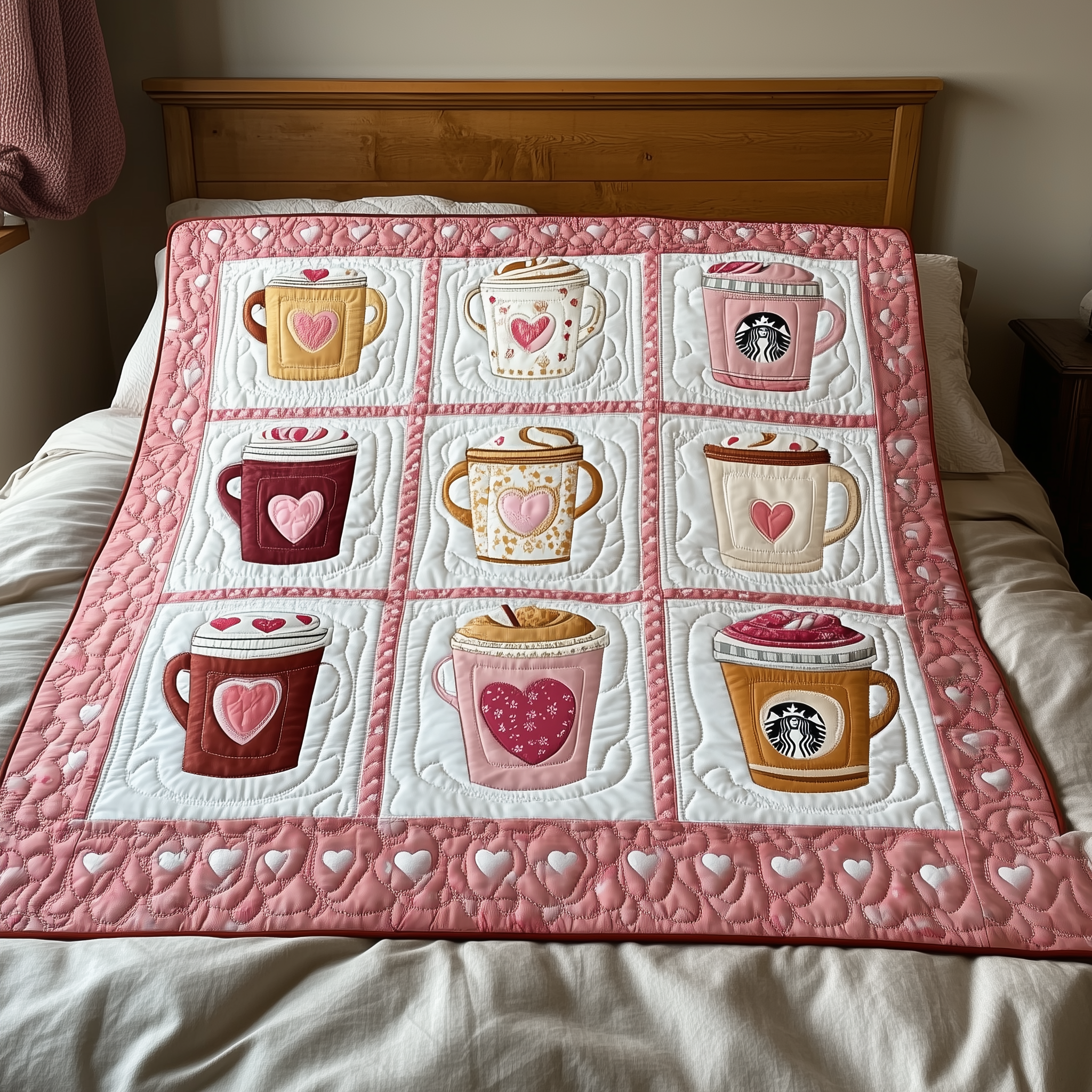 Cups of Love Quilted Blanket Cute Unique Blanket Item Merch Valentines Ideas For Her Cups of Love Quilted Blanket Cute Unique Blanket Item Merch Valentines Ideas For Her