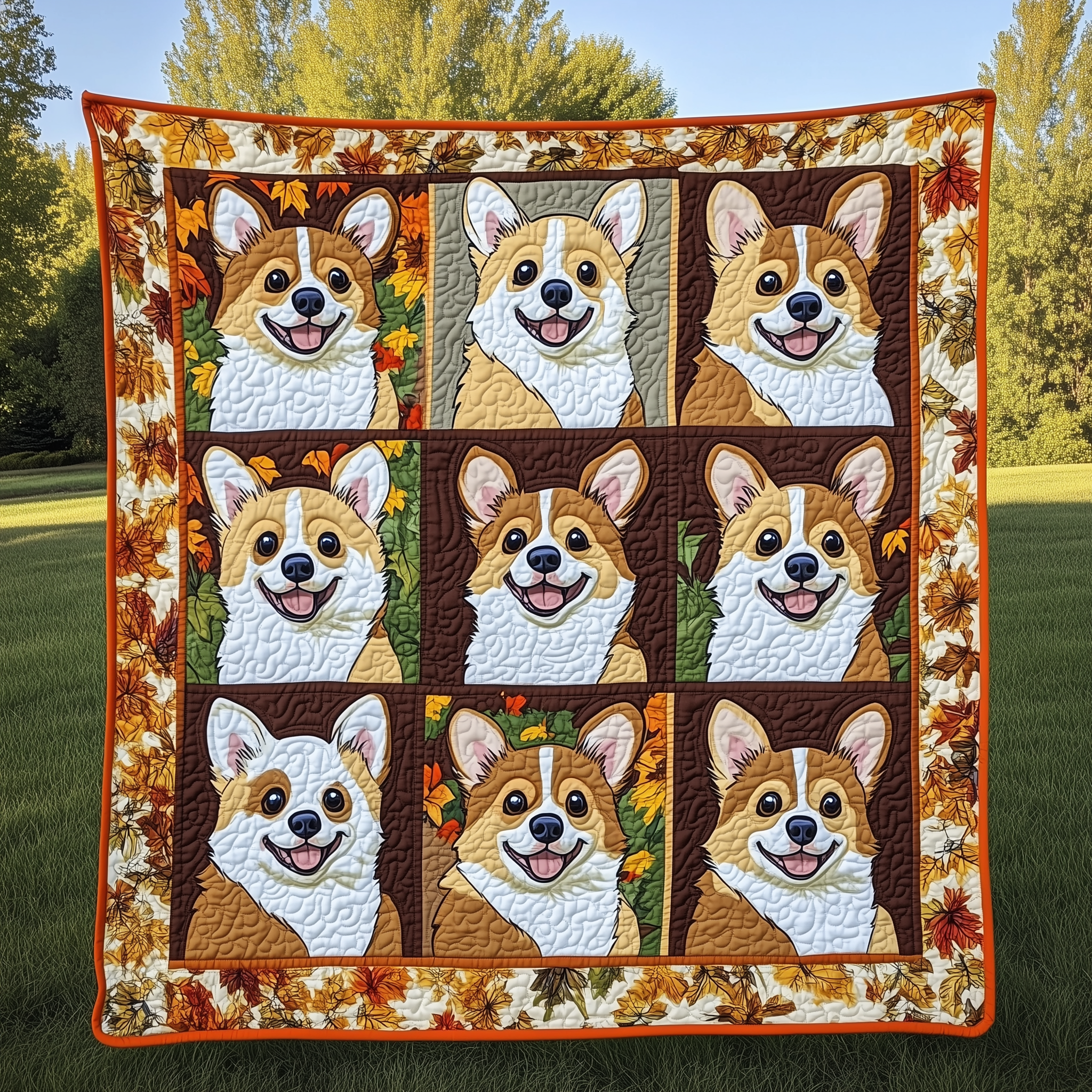 Cute Autum Corgi Quilted Blanket Feel Closer to Your Loved Ones with a Shared Blanket Cute Autum Corgi Quilted Blanket Feel Closer to Your Loved Ones with a Shared Blanket