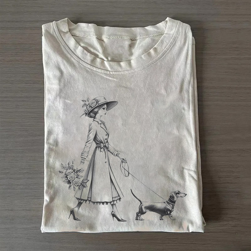 Dachshund And Lady Walking T-Shirt Dachshund Lovers Cute Shirt Mothers Birthday Gifts Dachshund And Lady Walking T-Shirt Dachshund Lovers Cute Shirt Mothers Birthday Gifts
