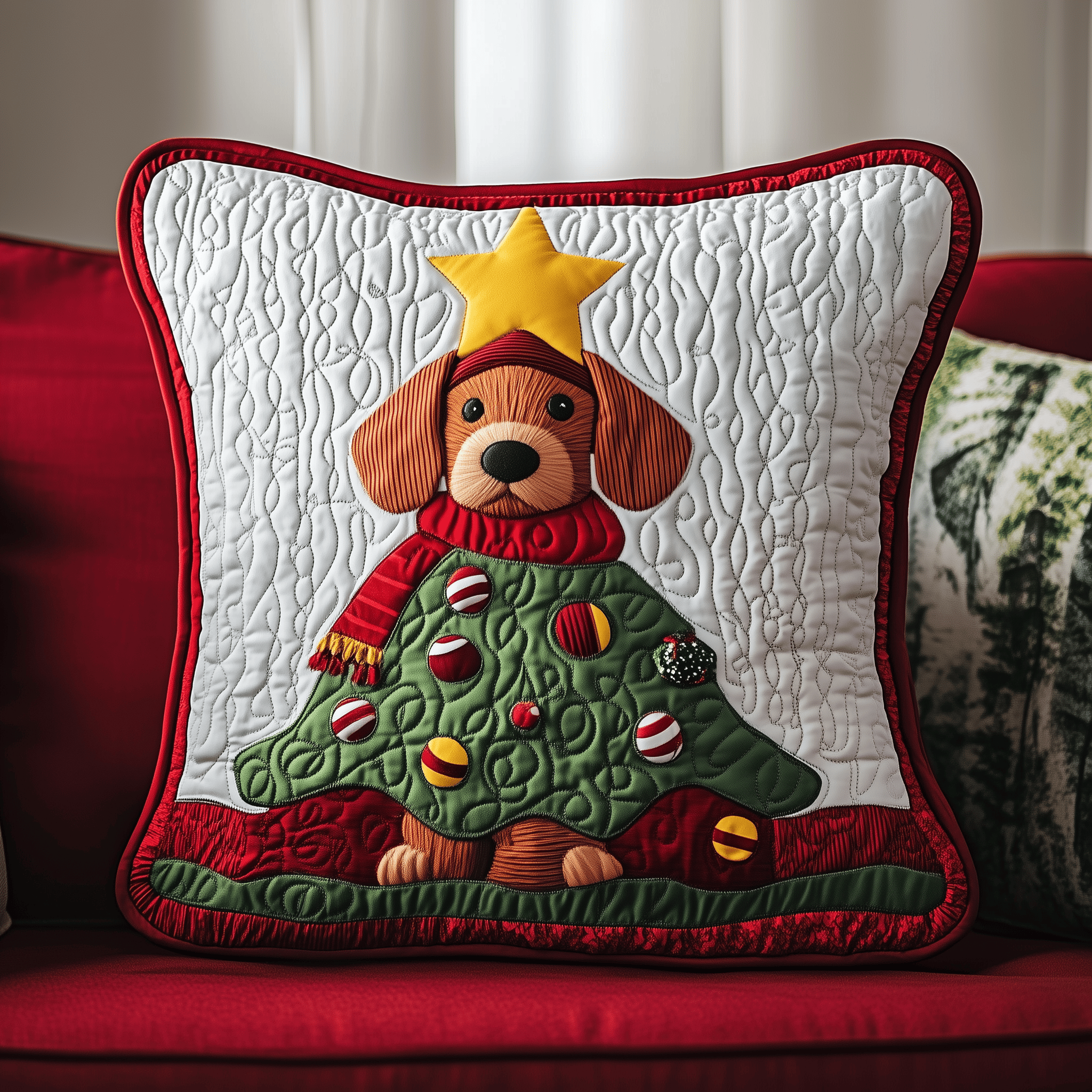 Dachshund Christmas Tree Quilted Pillow Case Feel the Cool Touch of Satin Pillow Cases Dachshund Christmas Tree Quilted Pillow Case Feel the Cool Touch of Satin Pillow Cases
