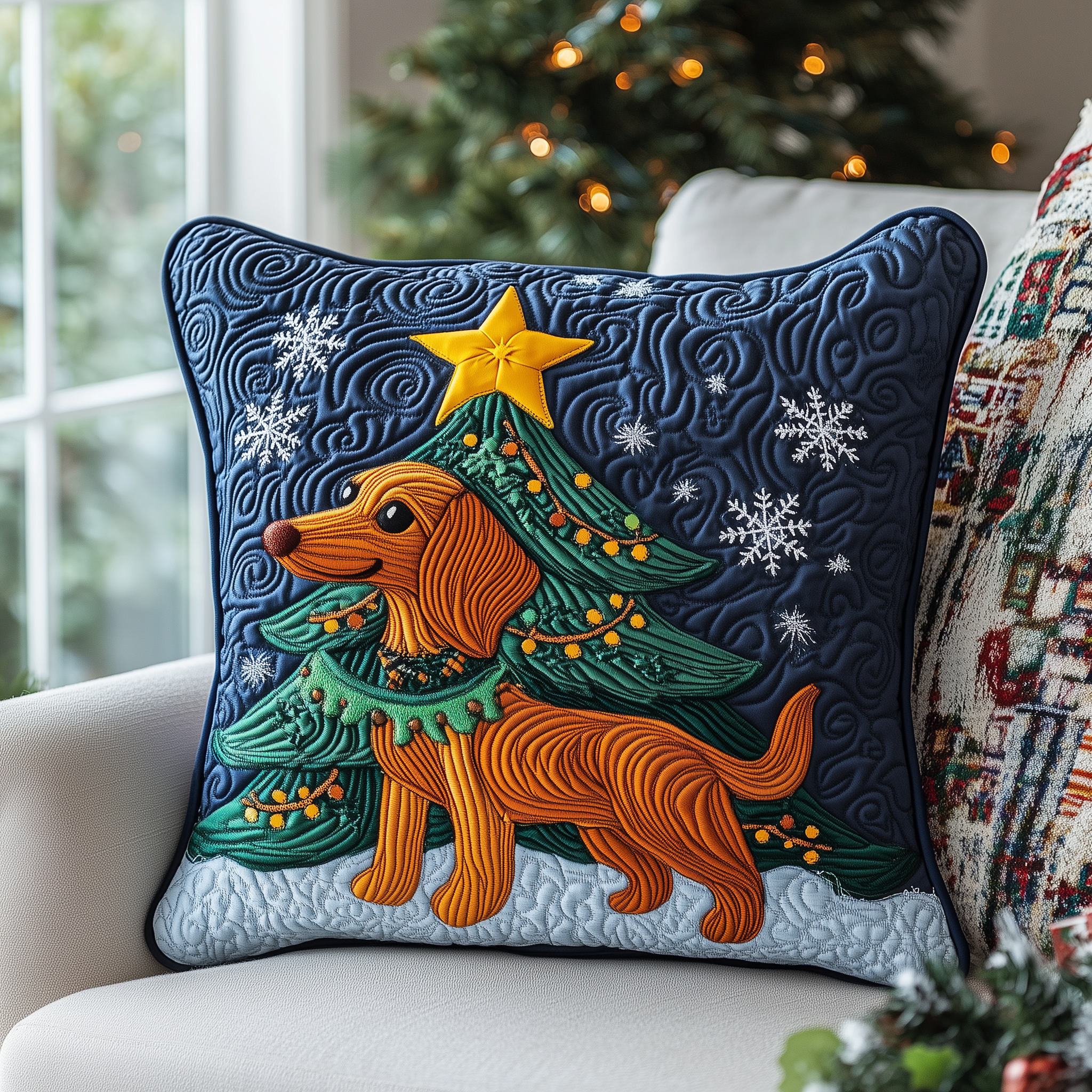 Dachshund Christmas Tree Quilted Pillow Case Keep Your Pillows Fresh with Premium Pillow Cases Dachshund Christmas Tree Quilted Pillow Case Keep Your Pillows Fresh with Premium Pillow Cases