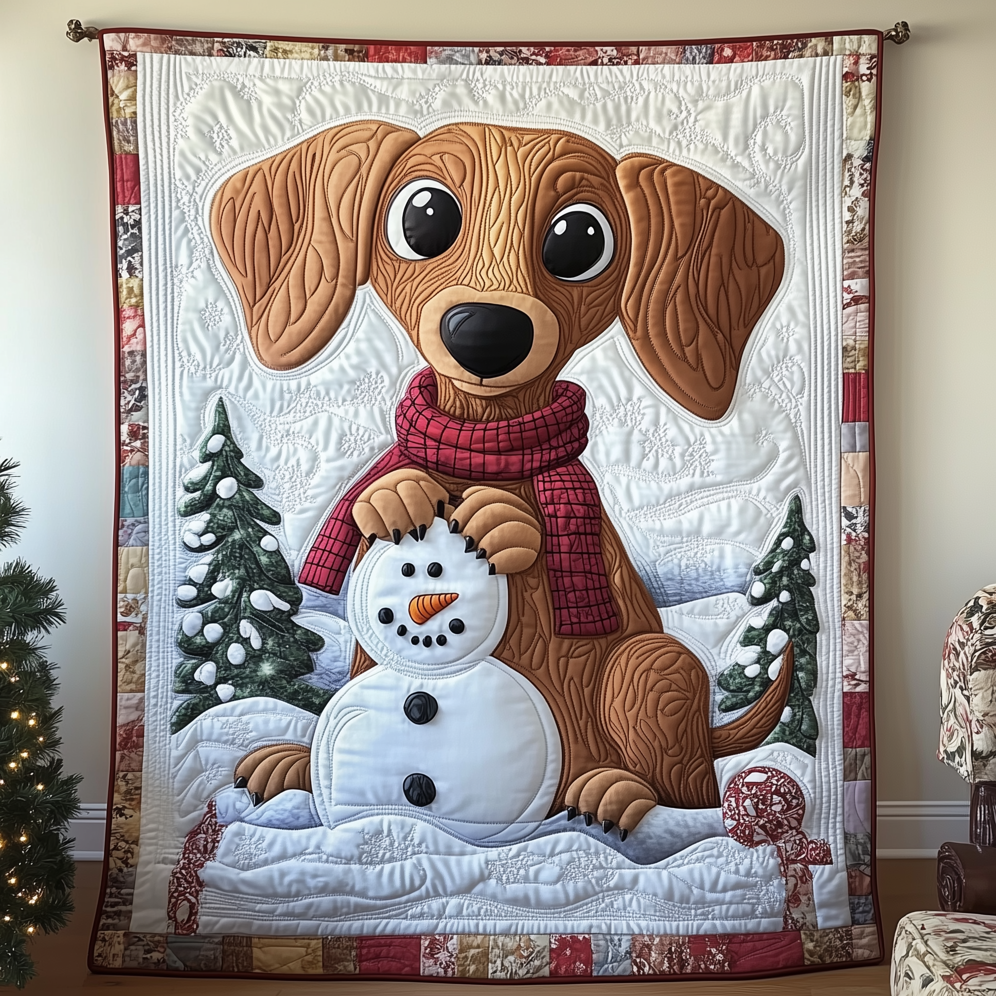 Dachshund in Snowy Night Quilted Blanket Best Couch Throw Blanket Wiener Dog Gifts For Her Dachshund in Snowy Night Quilted Blanket Best Couch Throw Blanket Wiener Dog Gifts For Her