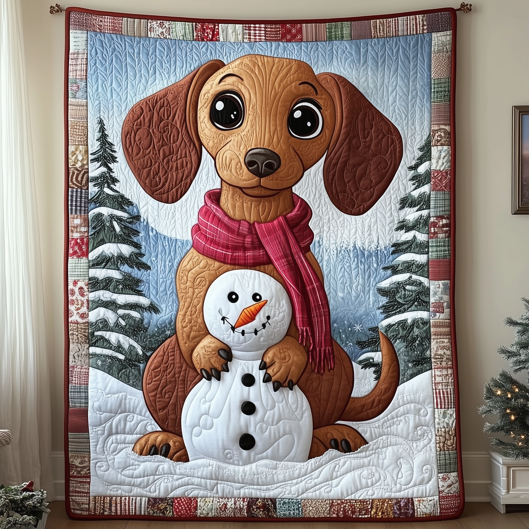 Dachshund in Snowy Night Quilted Blanket Best Throws For Sofas Dachshund Related Gifts Dachshund in Snowy Night Quilted Blanket Best Throws For Sofas Dachshund Related Gifts