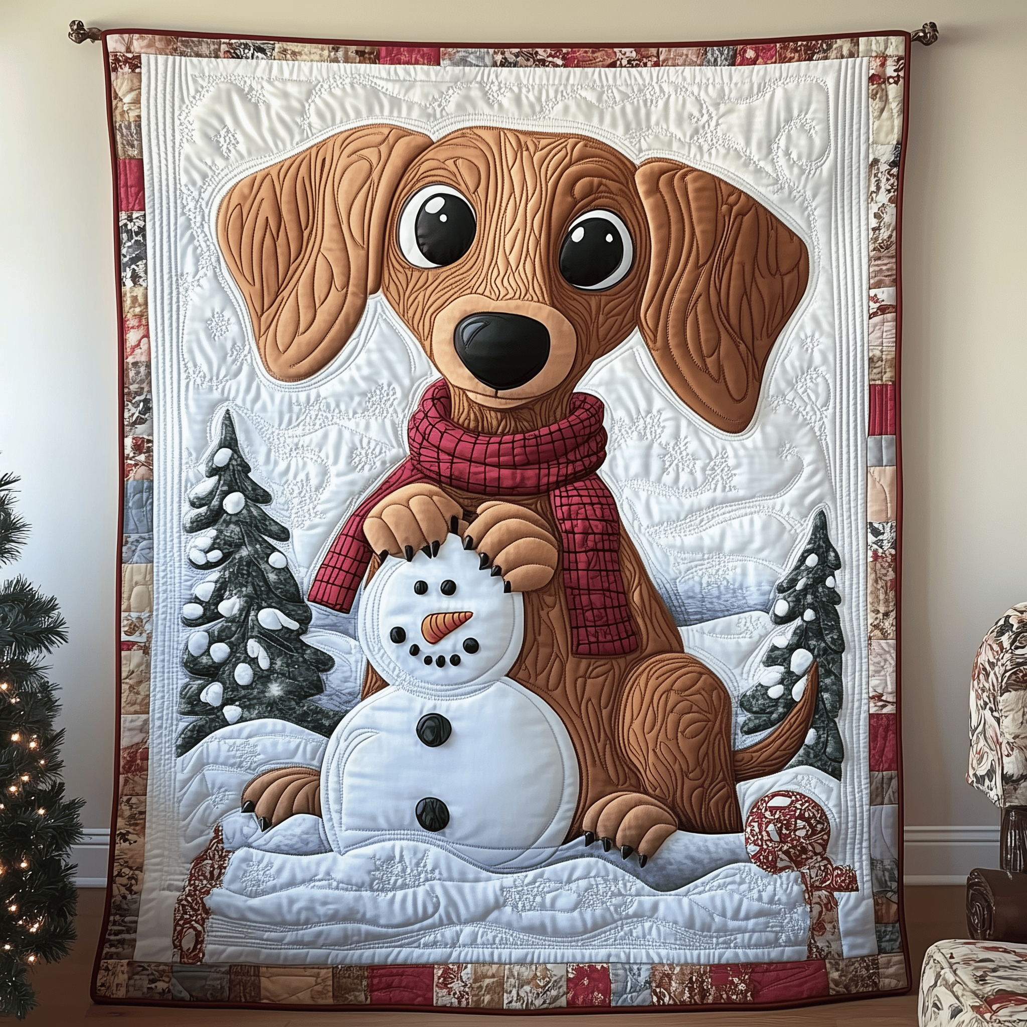 Dachshund in Snowy Night Quilted Blanket Feel the Heart of Home with a Blanket That Embraces All Dachshund in Snowy Night Quilted Blanket Feel the Heart of Home with a Blanket That Embraces All