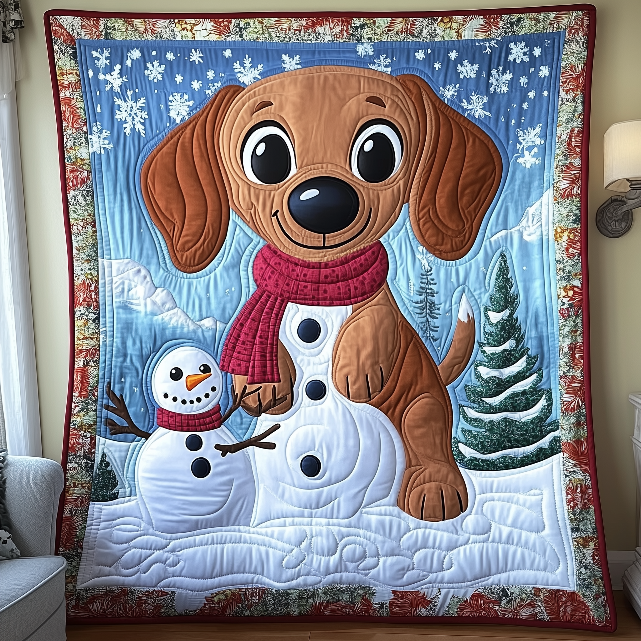 Dachshund in Snowy Night Quilted Blanket Sofa Blanket Gift Ideas For Dachshund Lovers Dachshund in Snowy Night Quilted Blanket Sofa Blanket Gift Ideas For Dachshund Lovers