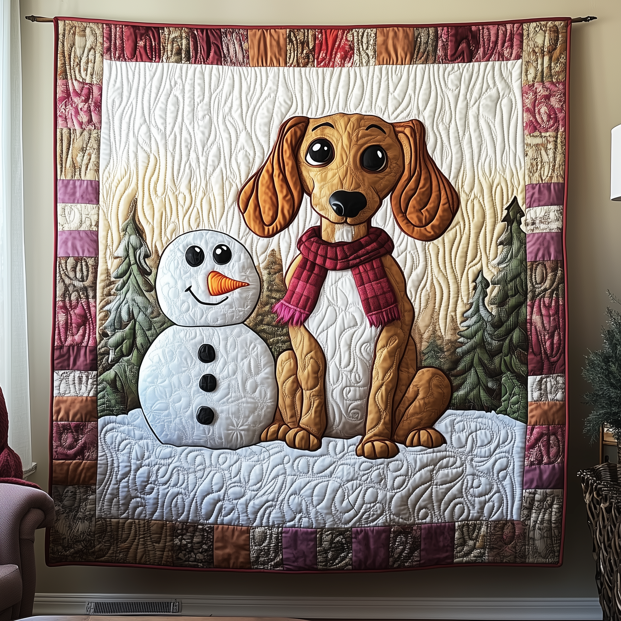 Dachshund in Snowy Night Quilted Blanket Sofa Throw Blanket Dachshund Dad Gifts Dachshund in Snowy Night Quilted Blanket Sofa Throw Blanket Dachshund Dad Gifts
