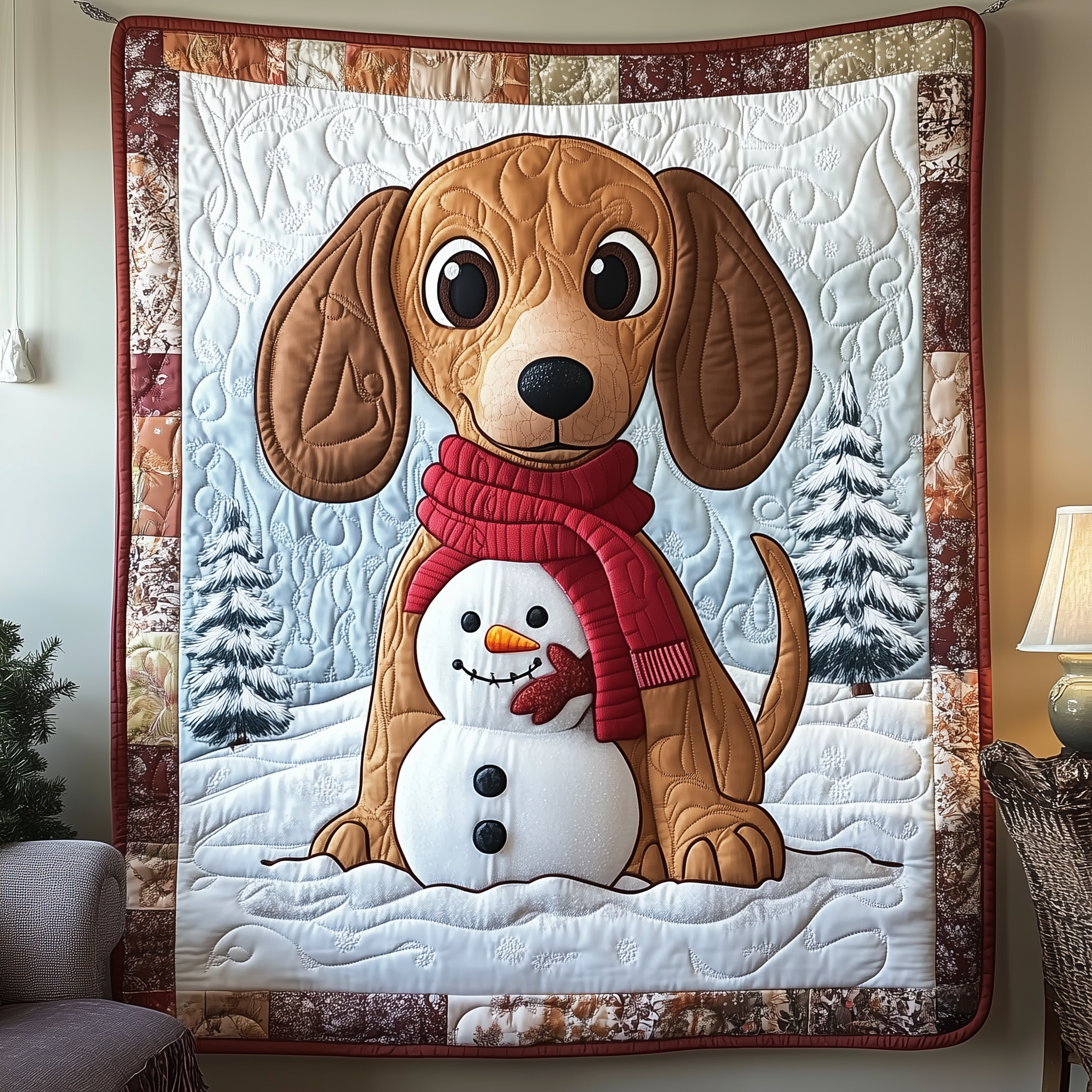 Dachshund in Snowy Night Quilted Blanket Throw Blankets For Couch Gifts For Sausage Dog Lovers Dachshund in Snowy Night Quilted Blanket Throw Blankets For Couch Gifts For Sausage Dog Lovers