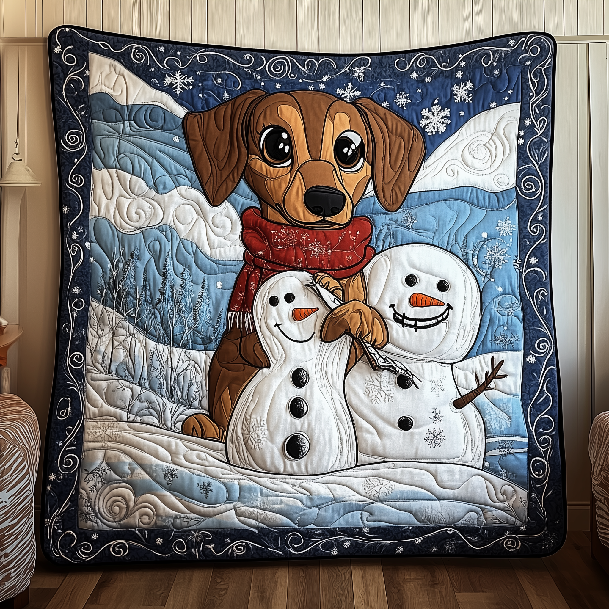 Dachshund in Snowy Night Quilted Blanket Unique Blankets And Throws Dachshund Gifts For Mom Dachshund in Snowy Night Quilted Blanket Unique Blankets And Throws Dachshund Gifts For Mom