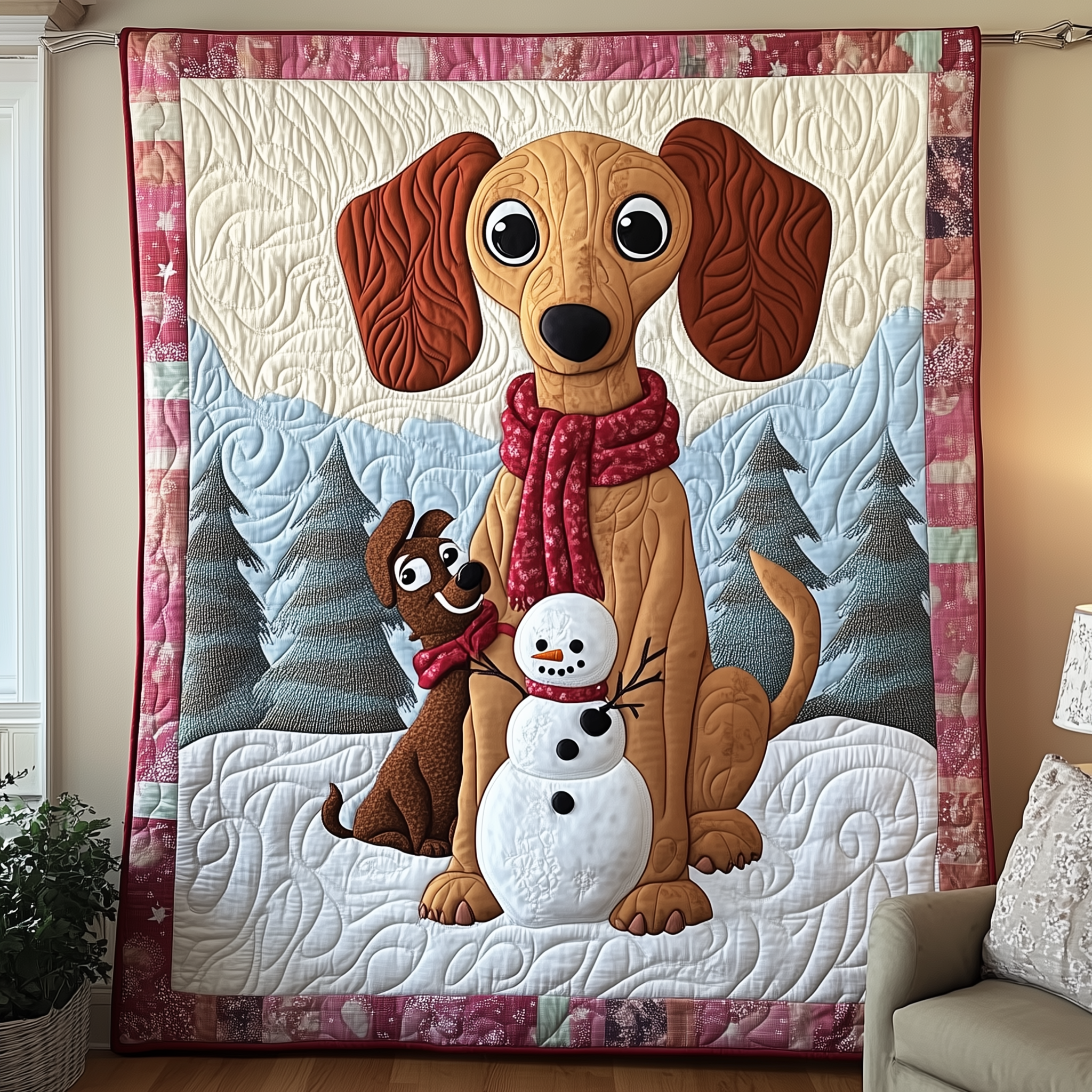 Dachshund in Snowy Night Quilted Blanket Unique Blankets And Throws Weenie Dog Gifts Dachshund in Snowy Night Quilted Blanket Unique Blankets And Throws Weenie Dog Gifts