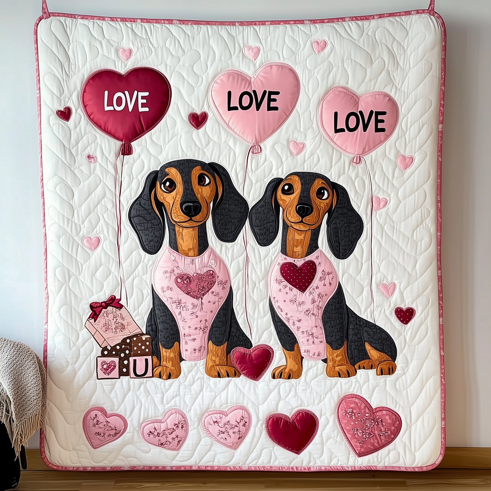 Dachshund Love Couple Quilted Blanket Sofa Throw Blanket Items Dachshund Dad Gifts Dachshund Love Couple Quilted Blanket Sofa Throw Blanket Items Dachshund Dad Gifts
