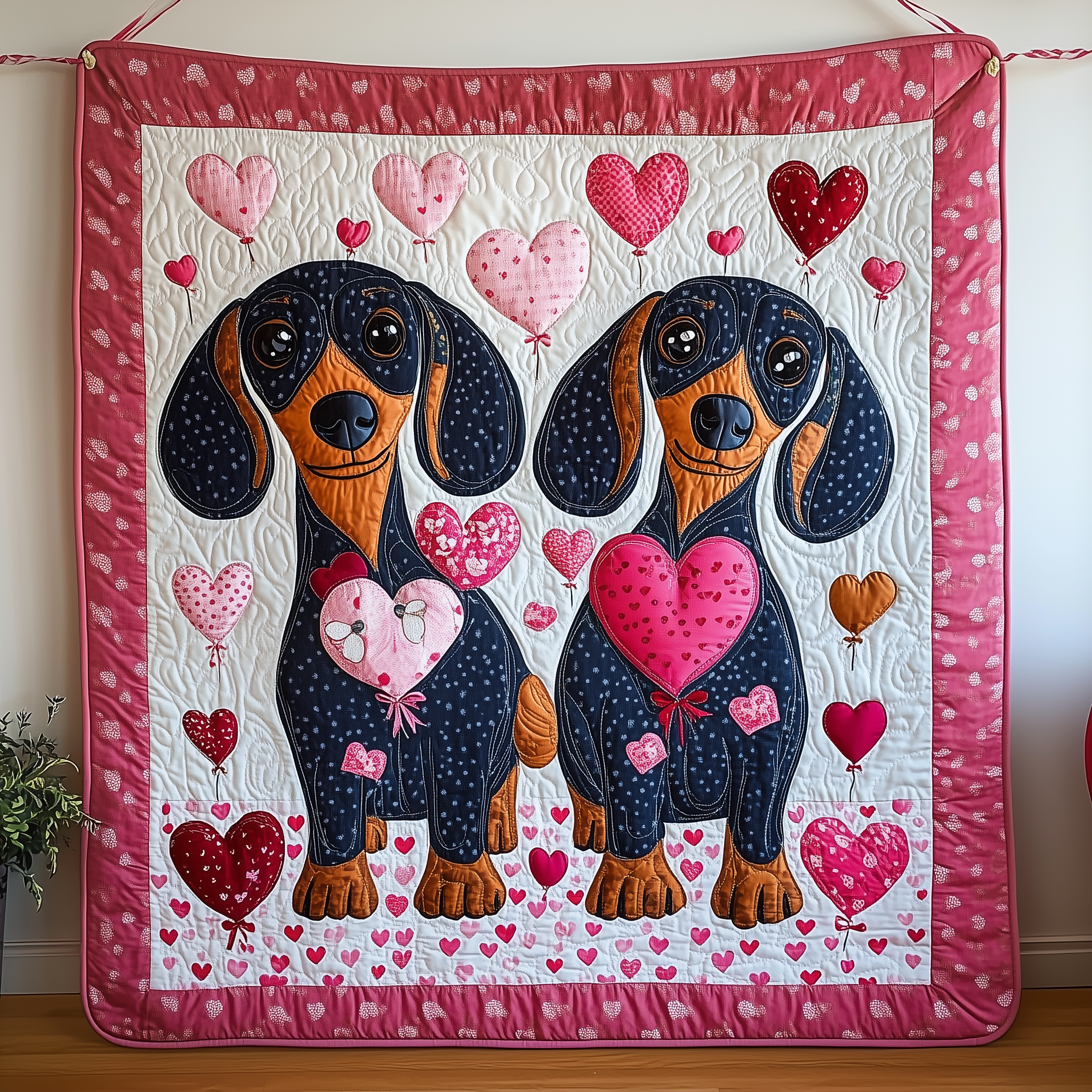 Dachshund Love Couple Quilted Blanket Sofa Throw Blanket Items Sausage Dog Merchandise Dachshund Love Couple Quilted Blanket Sofa Throw Blanket Items Sausage Dog Merchandise