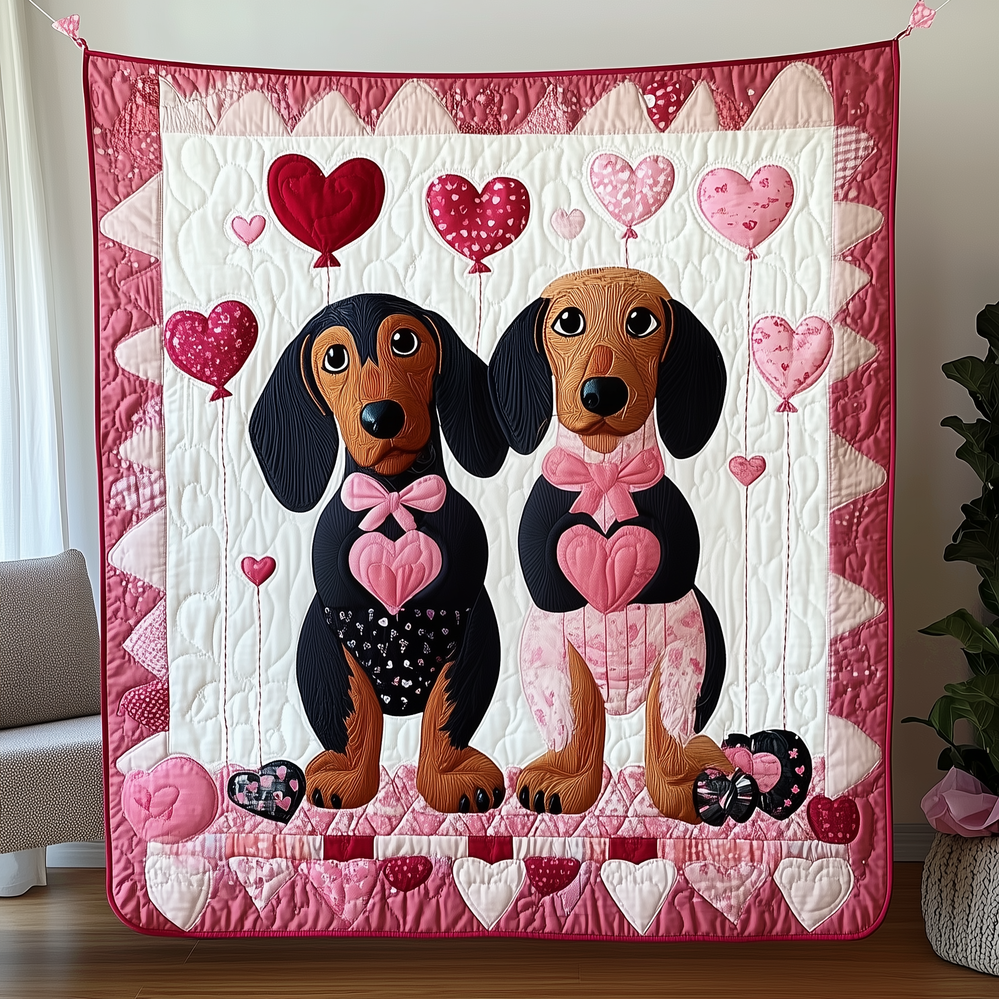 Dachshund Love Couple Quilted Blanket Sofa Throw Blanket Items Weenie Dog Gifts Dachshund Love Couple Quilted Blanket Sofa Throw Blanket Items Weenie Dog Gifts