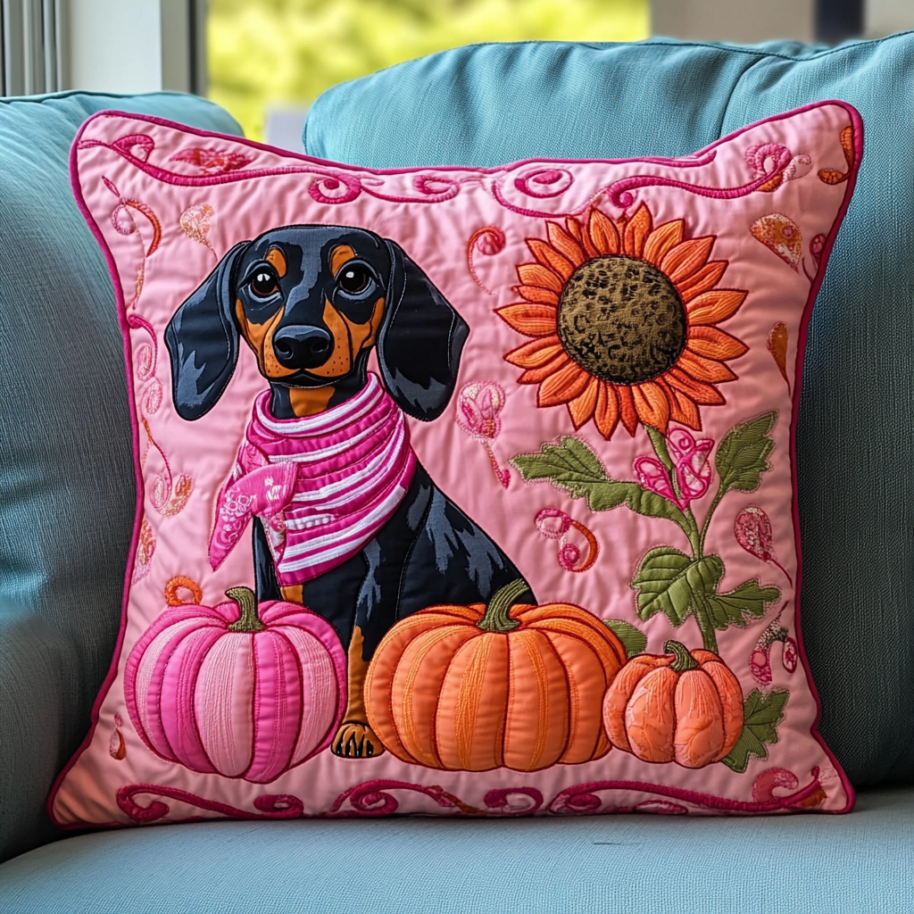 Dachshund Love Pink Quilted Pillow Case Feel Relaxed Recharged and Refreshed Dachshund Love Pink Quilted Pillow Case Feel Relaxed Recharged and Refreshed