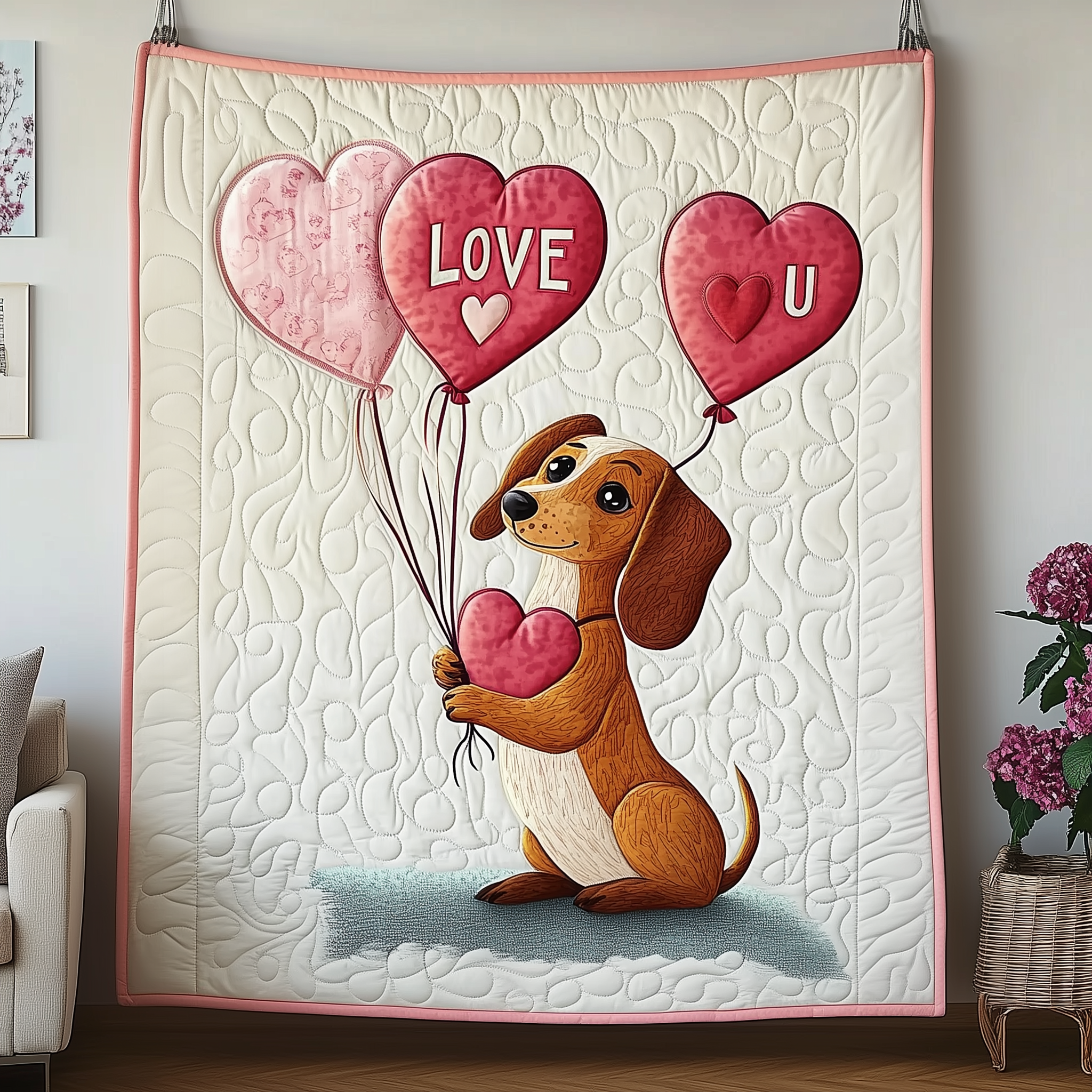 Dachshund Love Quilted Blanket Sofa Throw Blanket Items Wiener Dog Gifts For Her Dachshund Love Quilted Blanket Sofa Throw Blanket Items Wiener Dog Gifts For Her