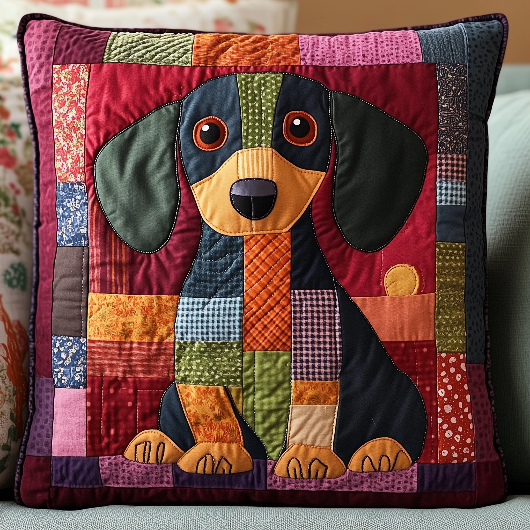 Dachshund Love Quilted Pillow Case Feel the Night's Embrace with Our Pillow Cases Dachshund Love Quilted Pillow Case Feel the Night's Embrace with Our Pillow Cases