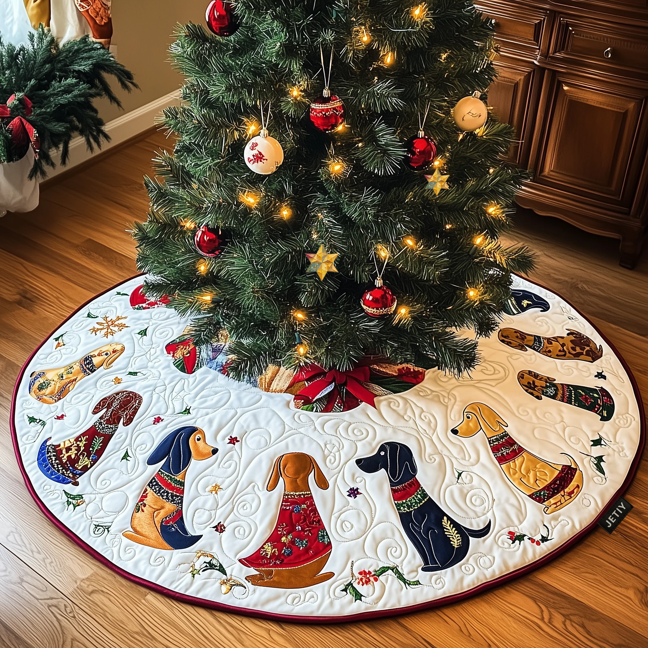 Dachshund Quilted Tree Skirt Bring Life to Your Holidays with a Safe and Stylish Skirt Dachshund Quilted Tree Skirt Bring Life to Your Holidays with a Safe and Stylish Skirt