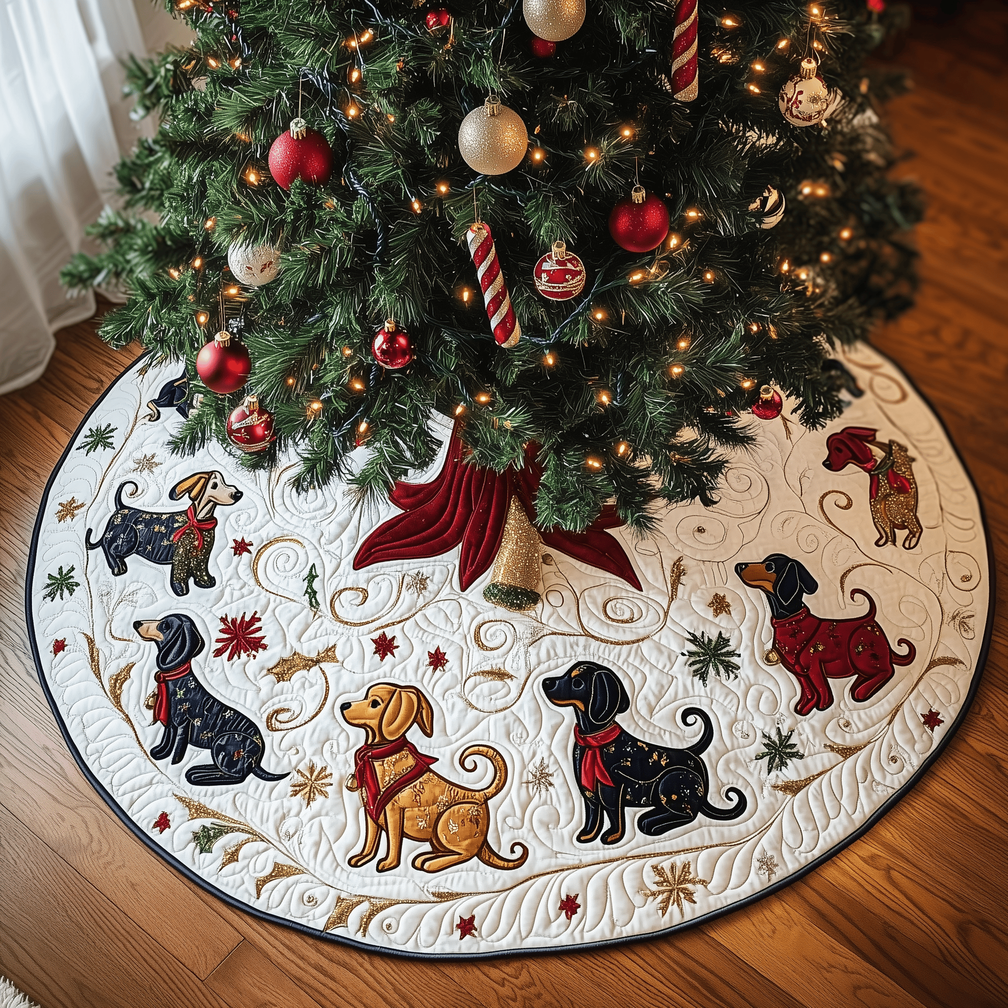 Dachshund Quilted Tree Skirt Celebrate Traditions with a Safe and Elegant Tree Skirt Dachshund Quilted Tree Skirt Celebrate Traditions with a Safe and Elegant Tree Skirt