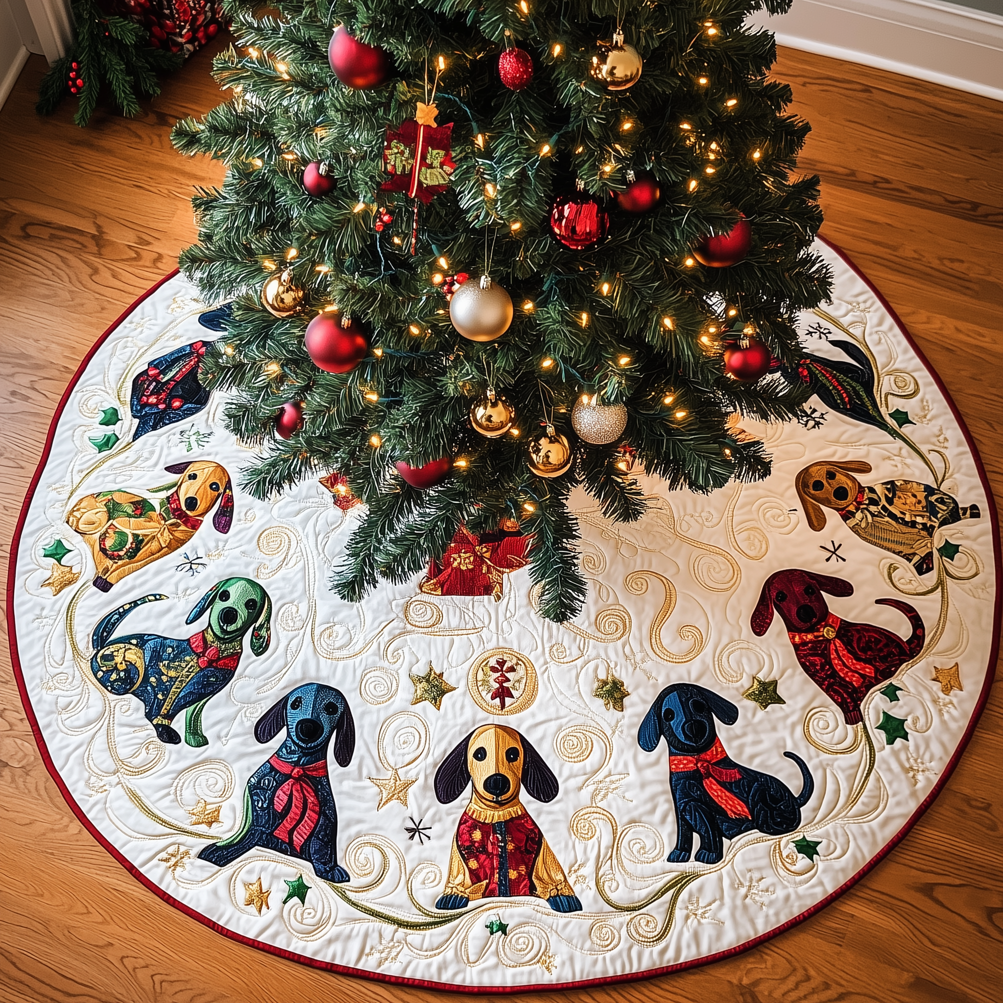 Dachshund Quilted Tree Skirt Feel Inspired by the Magic of a Thoughtful Tree Skirt Dachshund Quilted Tree Skirt Feel Inspired by the Magic of a Thoughtful Tree Skirt