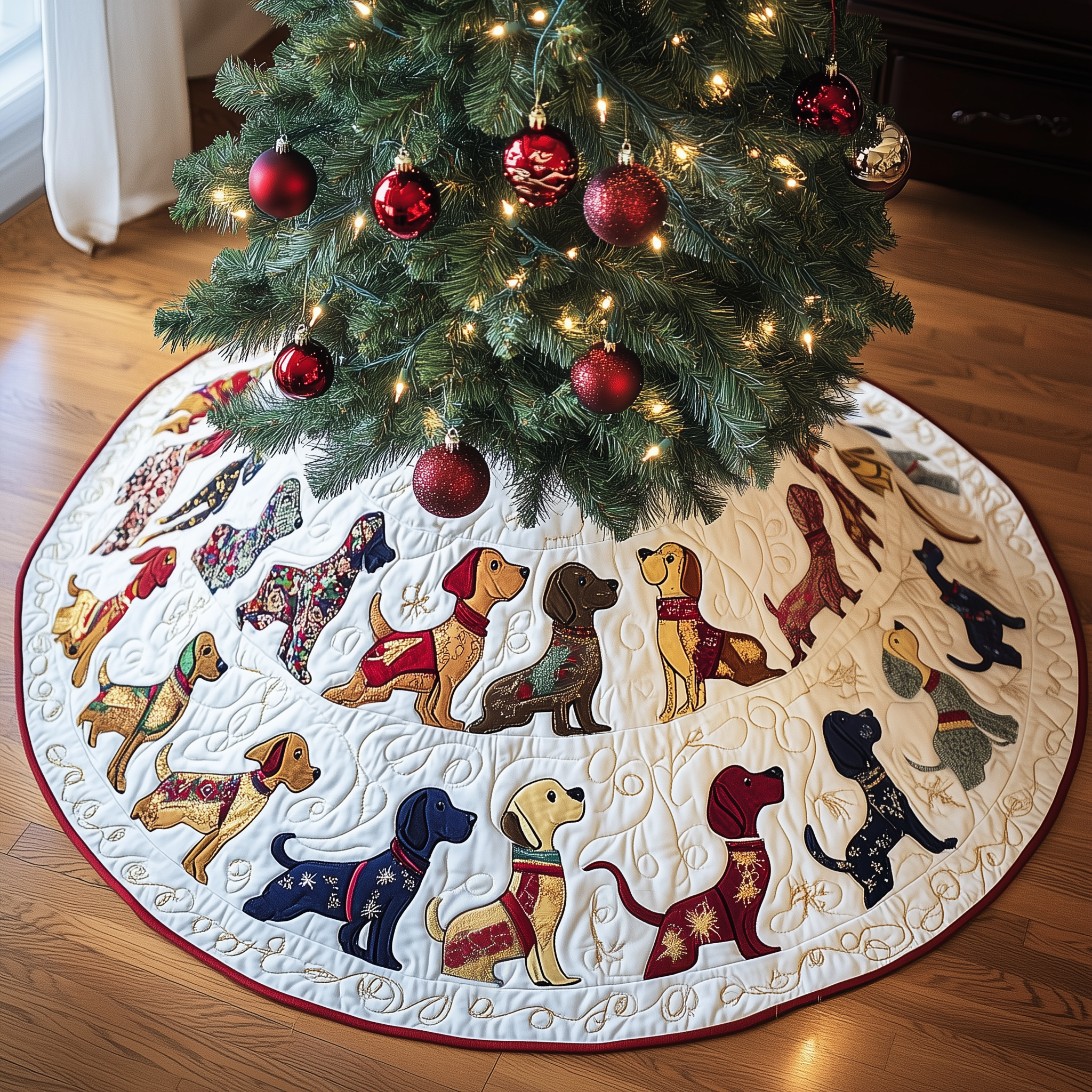 Dachshund Quilted Tree Skirt Feel Joy and Comfort with a Thoughtful Holiday Addition Dachshund Quilted Tree Skirt Feel Joy and Comfort with a Thoughtful Holiday Addition