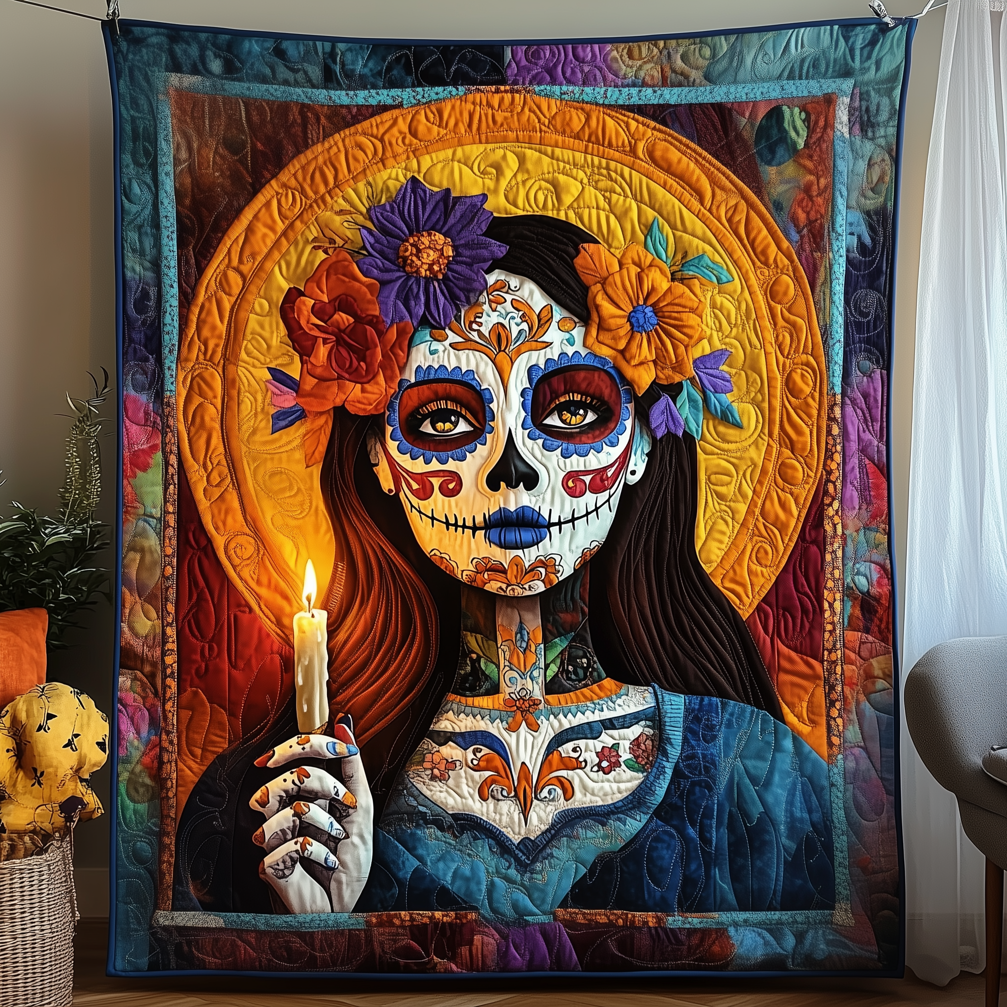 Day Of The Dead Quilted Blanket Best Throw Blanket Cool Skull Gifts Day Of The Dead Quilted Blanket Best Throw Blanket Cool Skull Gifts