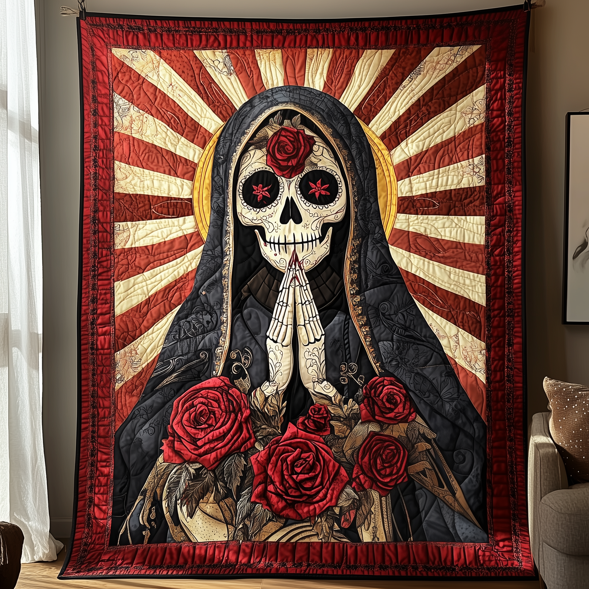 Day Of The Dead Quilted Blanket Best Throw Blanket Gifts With Skulls On Them Day Of The Dead Quilted Blanket Best Throw Blanket Gifts With Skulls On Them