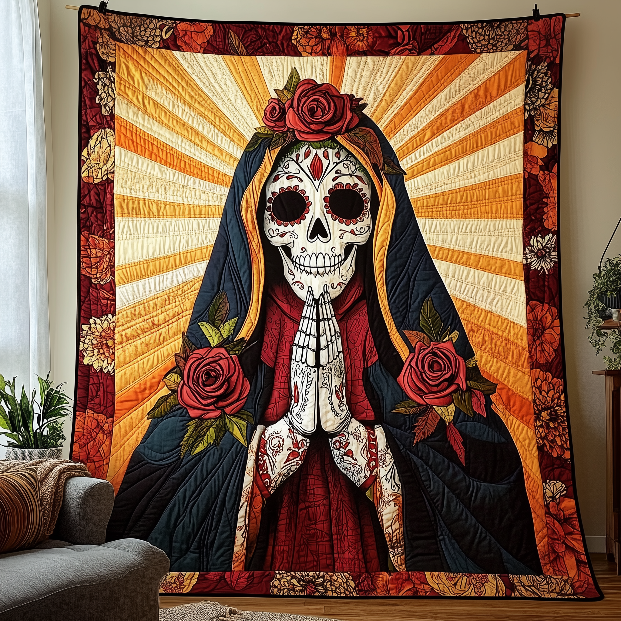 Day Of The Dead Quilted Blanket Best Throw Blanket Skull Items For Gifts Day Of The Dead Quilted Blanket Best Throw Blanket Skull Items For Gifts
