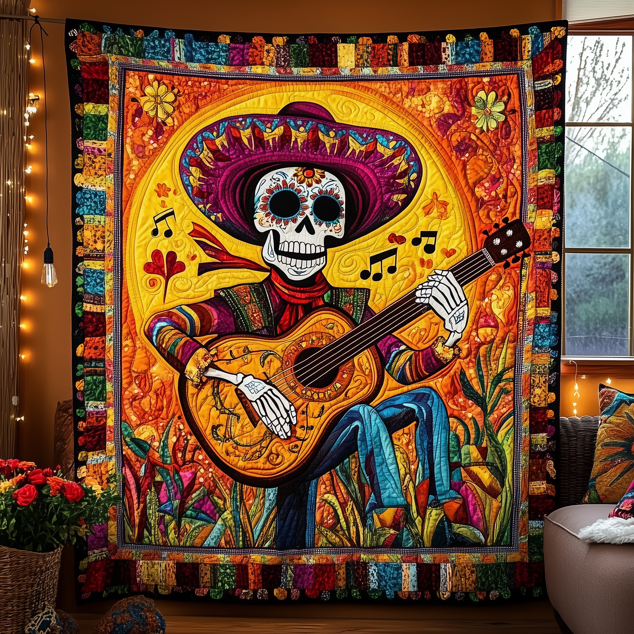 Day of the Dead Quilted Blanket Feel the Bond of Home with Our Family-Friendly Blanket Day of the Dead Quilted Blanket Feel the Bond of Home with Our Family-Friendly Blanket