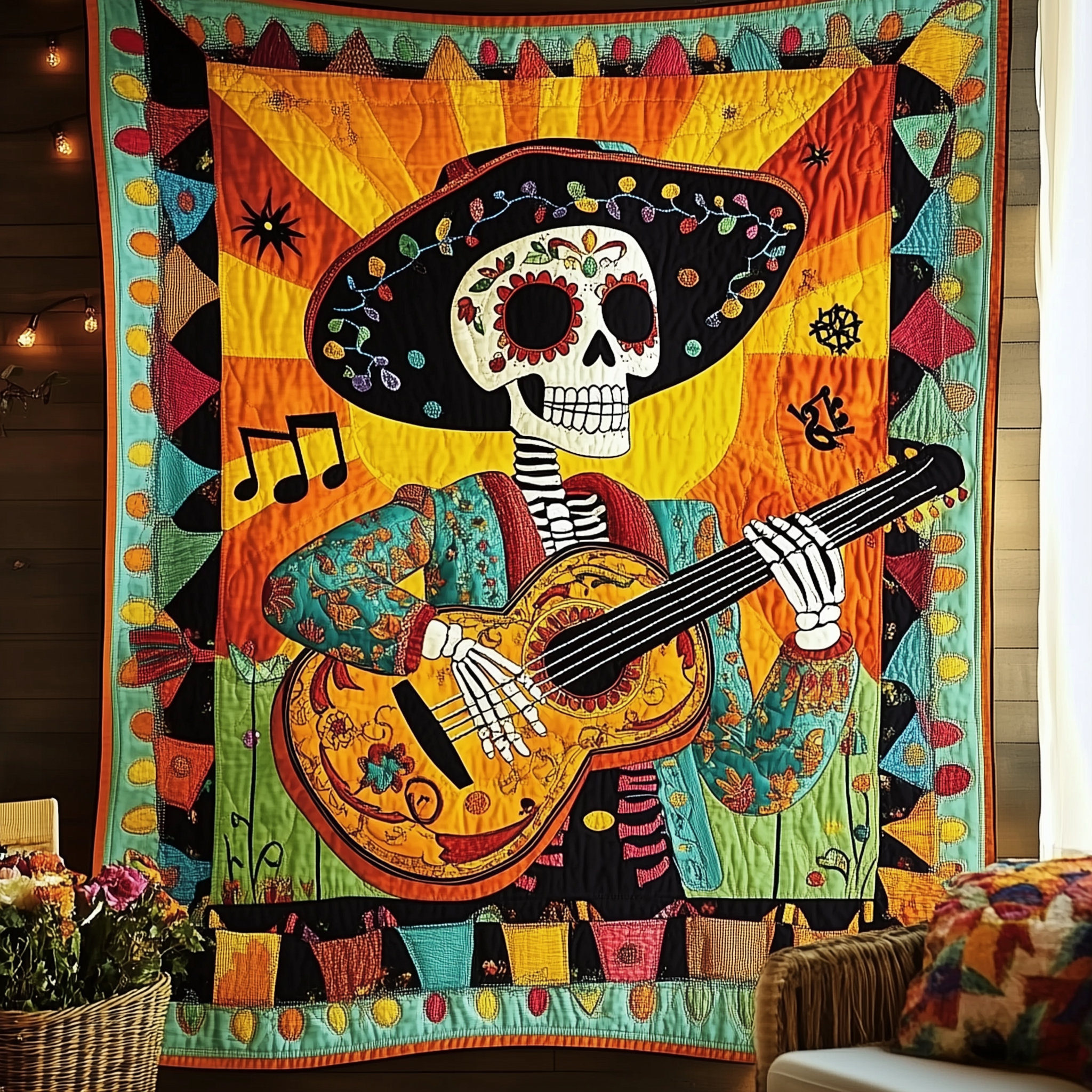 Day of the Dead Quilted Blanket Feel the Heart of Home with a Blanket That Embraces All Day of the Dead Quilted Blanket Feel the Heart of Home with a Blanket That Embraces All