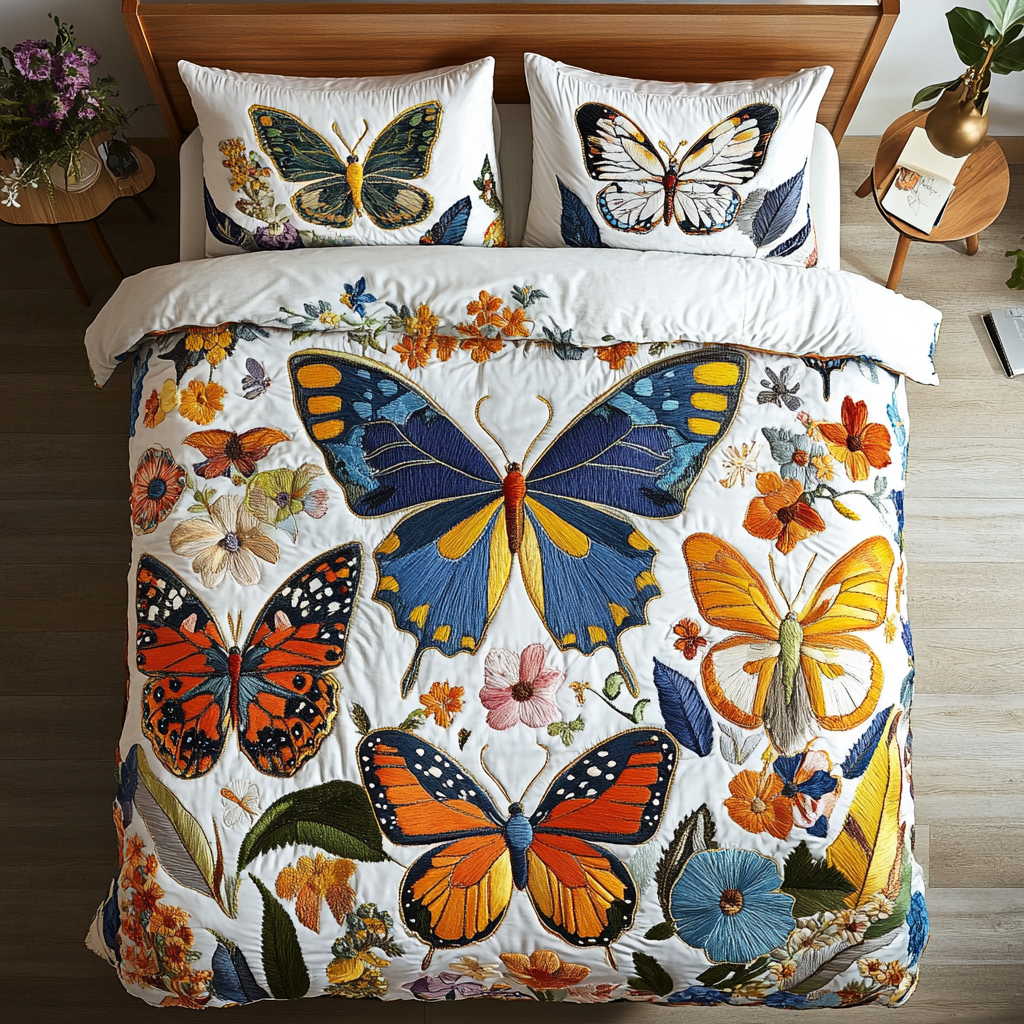 Delicate Flight Quilted Bedding Set Butterfly Gift Ideas For Her Delicate Flight Quilted Bedding Set Butterfly Gift Ideas For Her