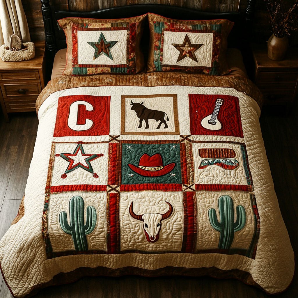 Desert Bloom Quilted Bedding Set Gifts For Cattle Lovers Desert Bloom Quilted Bedding Set Gifts For Cattle Lovers