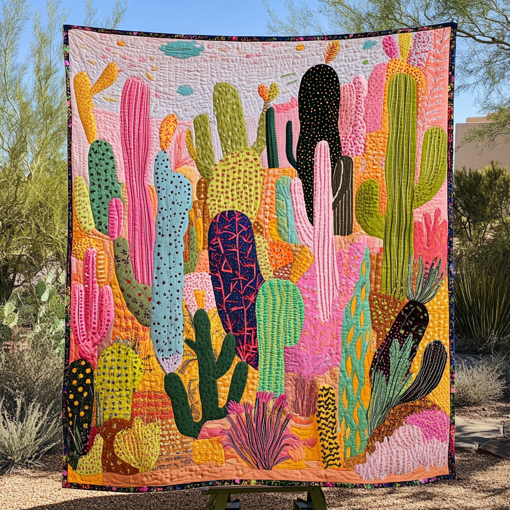 Desert Bloom Quilted Blanket Cactus Inspired Gifts Desert Bloom Quilted Blanket Cactus Inspired Gifts