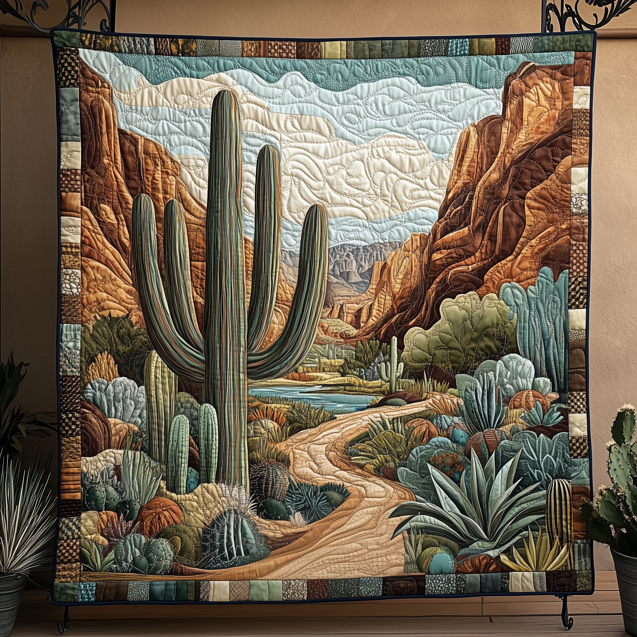 Desert Dreamscape Quilted Blanket Best Throw Blanket Unique Cactus Gifts Desert Dreamscape Quilted Blanket Best Throw Blanket Unique Cactus Gifts