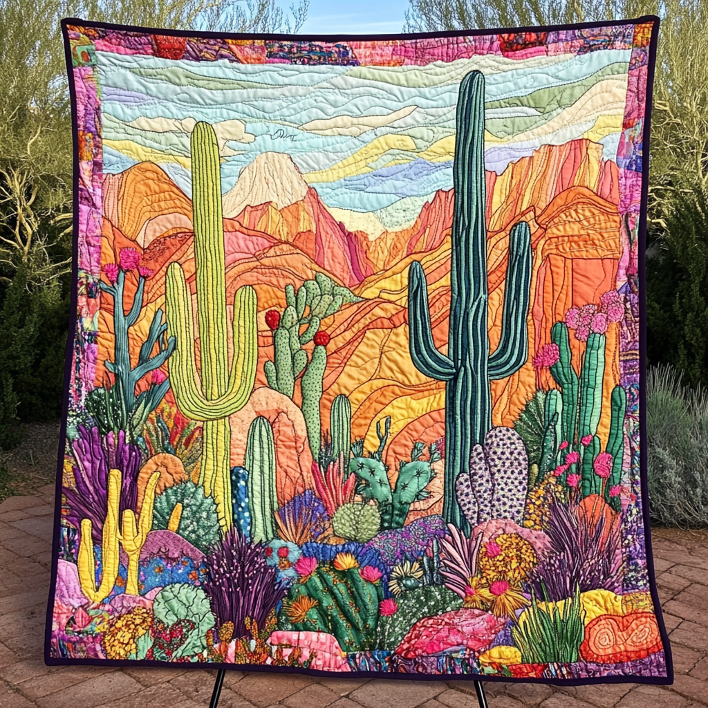 Desert Whispers Quilted Blanket Cactus Gifts For Her Desert Whispers Quilted Blanket Cactus Gifts For Her