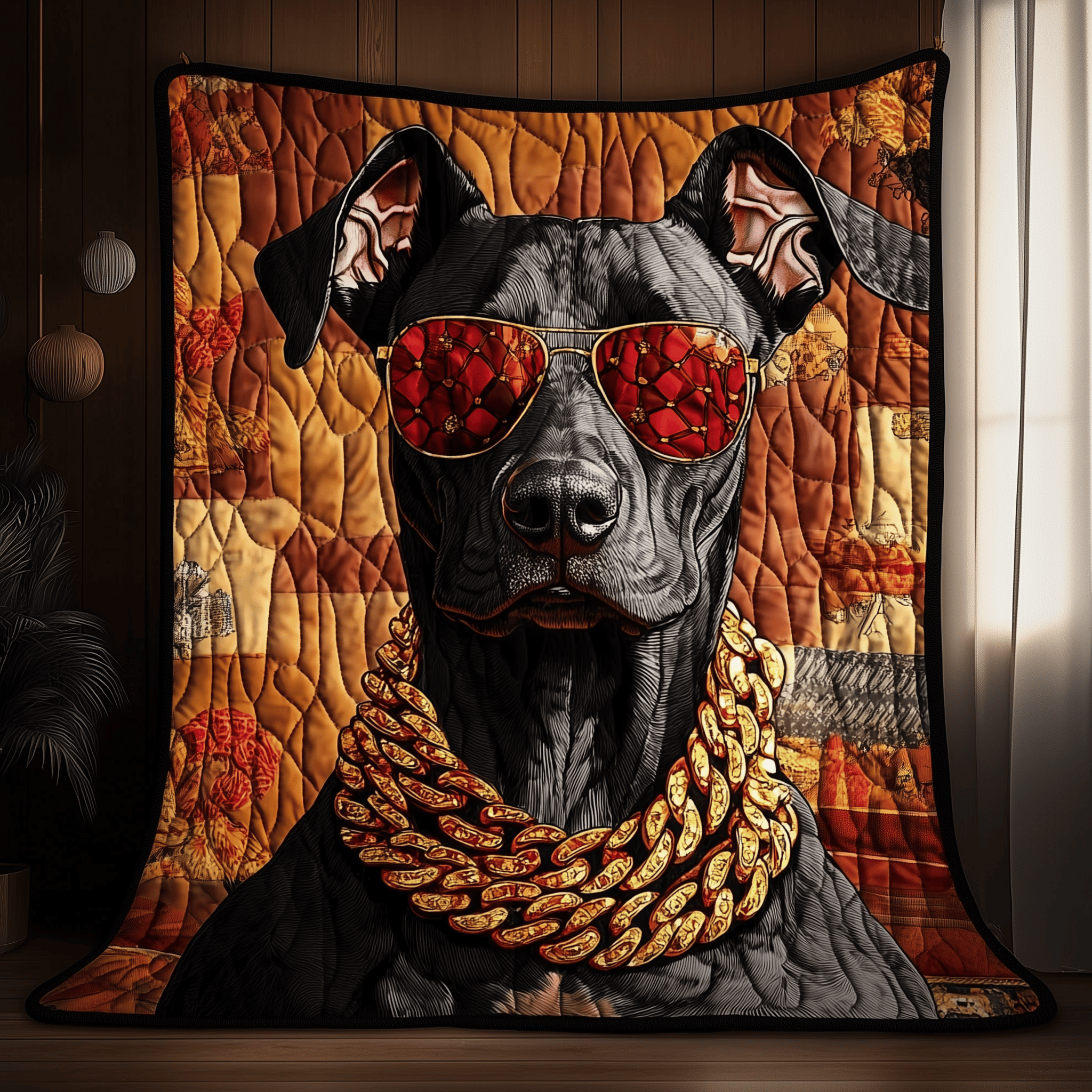 Doberman Gangster Quilted Blanket Create Warm Memories with Our Blanket for All Ages Doberman Gangster Quilted Blanket Create Warm Memories with Our Blanket for All Ages