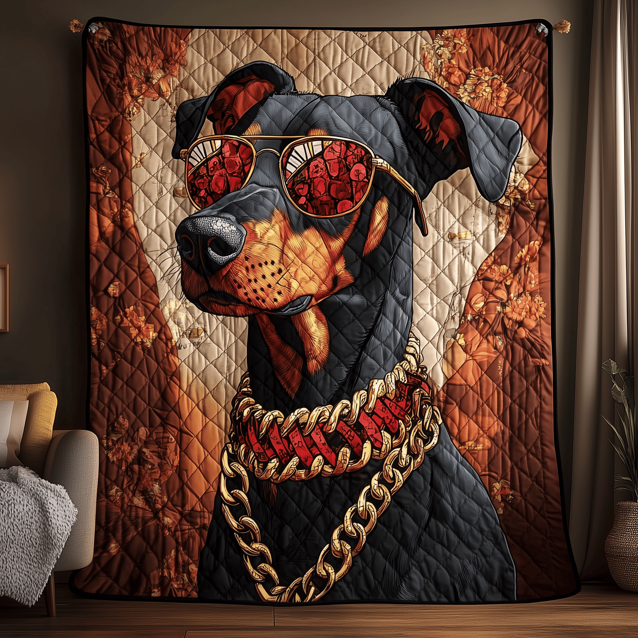 Doberman Gangster Quilted Blanket Feel Closer to Your Loved Ones with a Shared Blanket Doberman Gangster Quilted Blanket Feel Closer to Your Loved Ones with a Shared Blanket