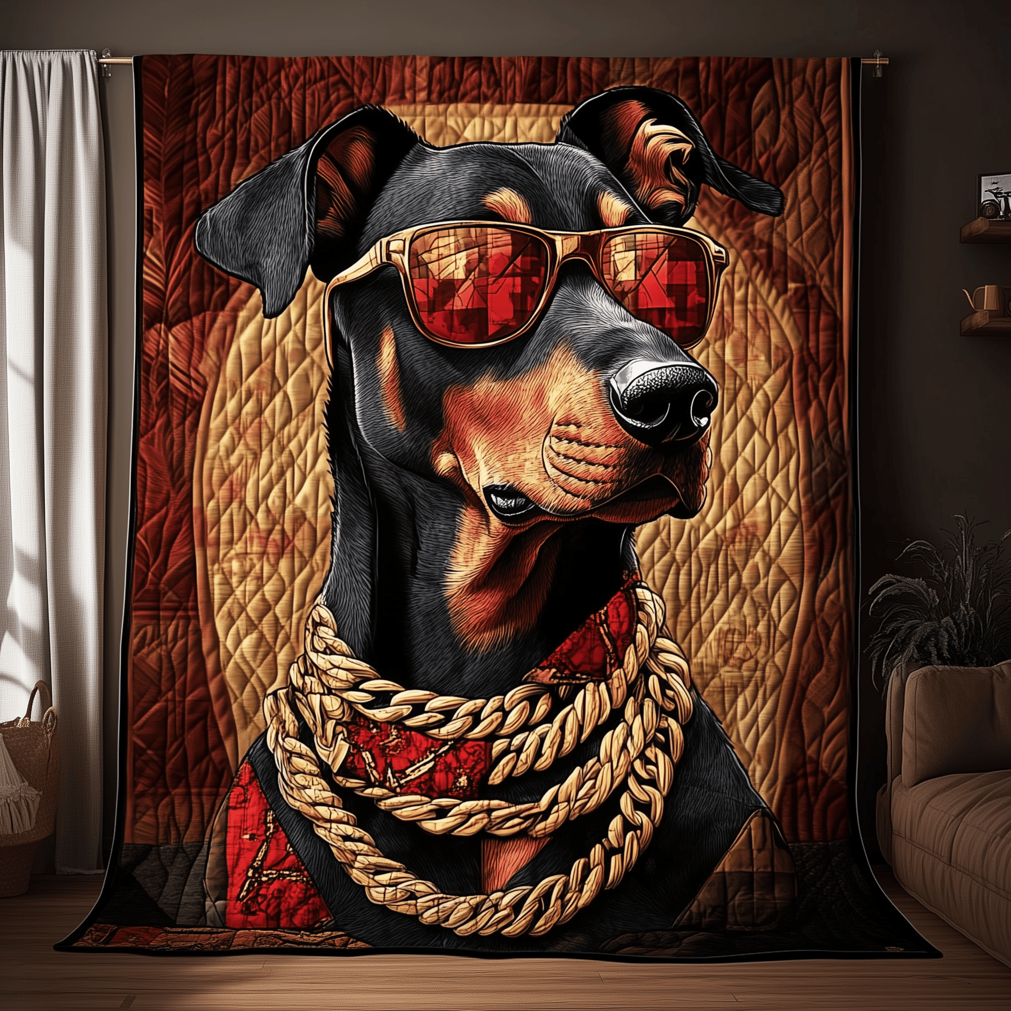 Doberman Gangster Quilted Blanket Snuggle Up with a Blanket That Brings Everyone Closer Doberman Gangster Quilted Blanket Snuggle Up with a Blanket That Brings Everyone Closer