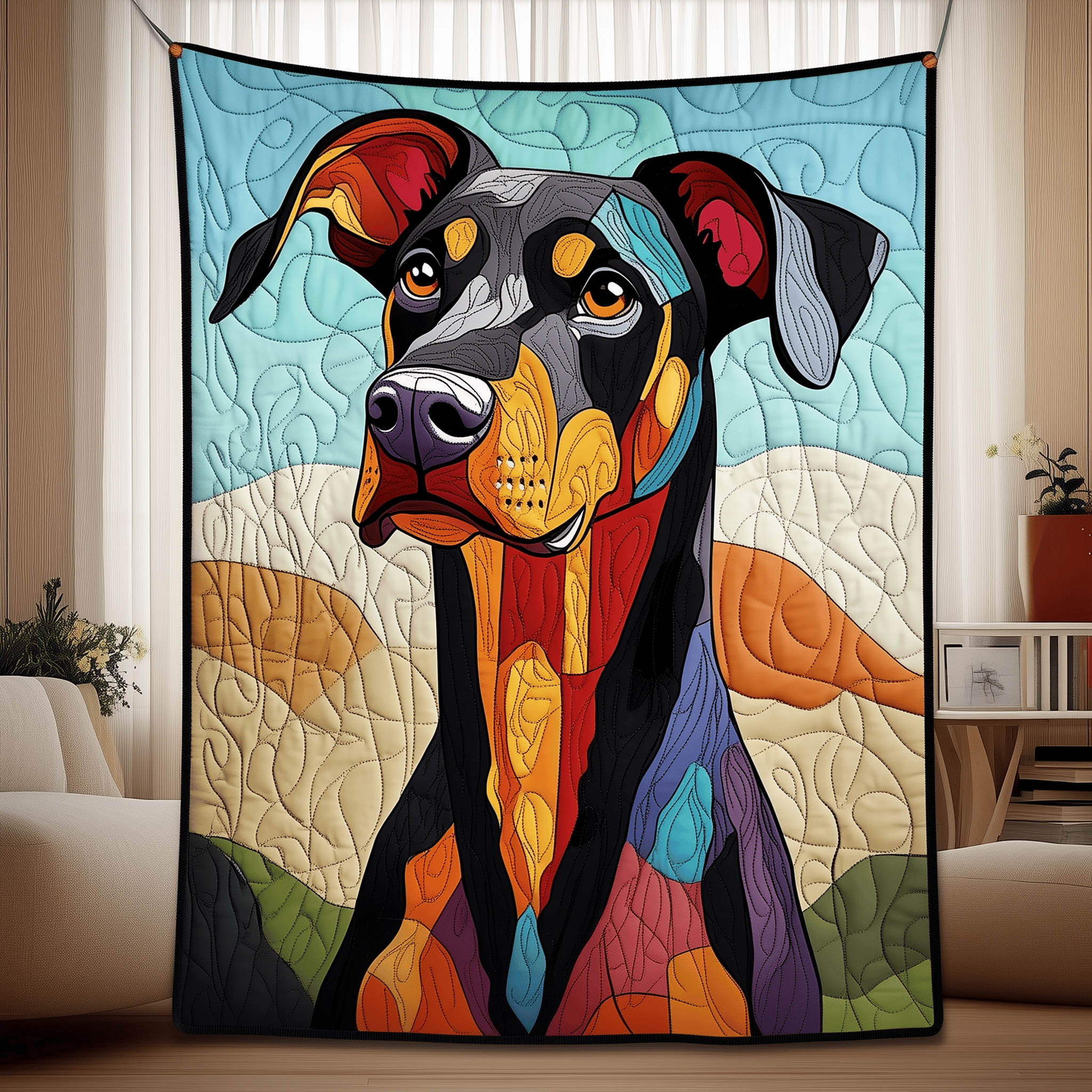 Doberman Quilted Blanket Feel the Luxury of a Blanket That Stands Out Doberman Quilted Blanket Feel the Luxury of a Blanket That Stands Out