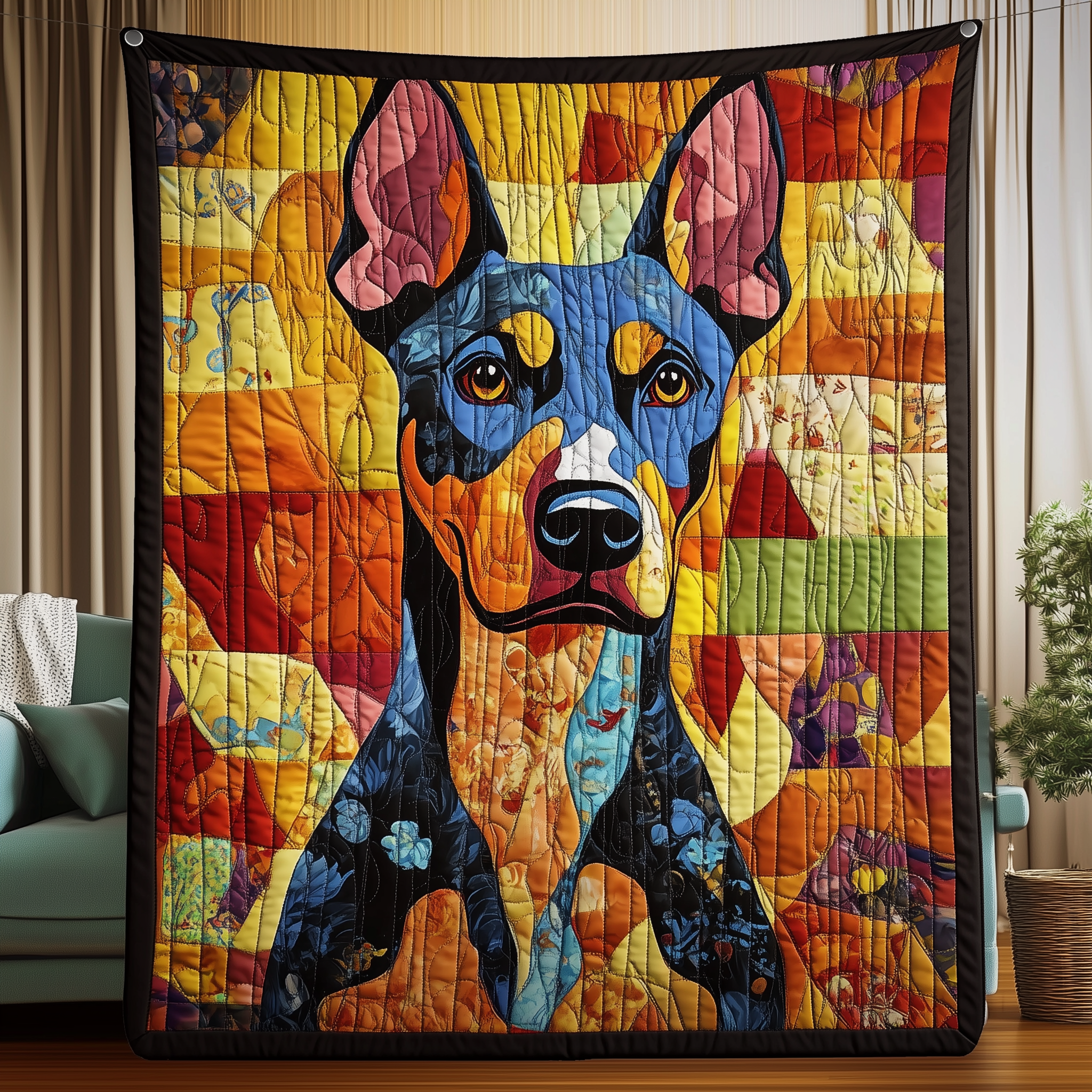 Doberman Quilted Blanket Feel Unique with a Blanket Made Just for You Doberman Quilted Blanket Feel Unique with a Blanket Made Just for You