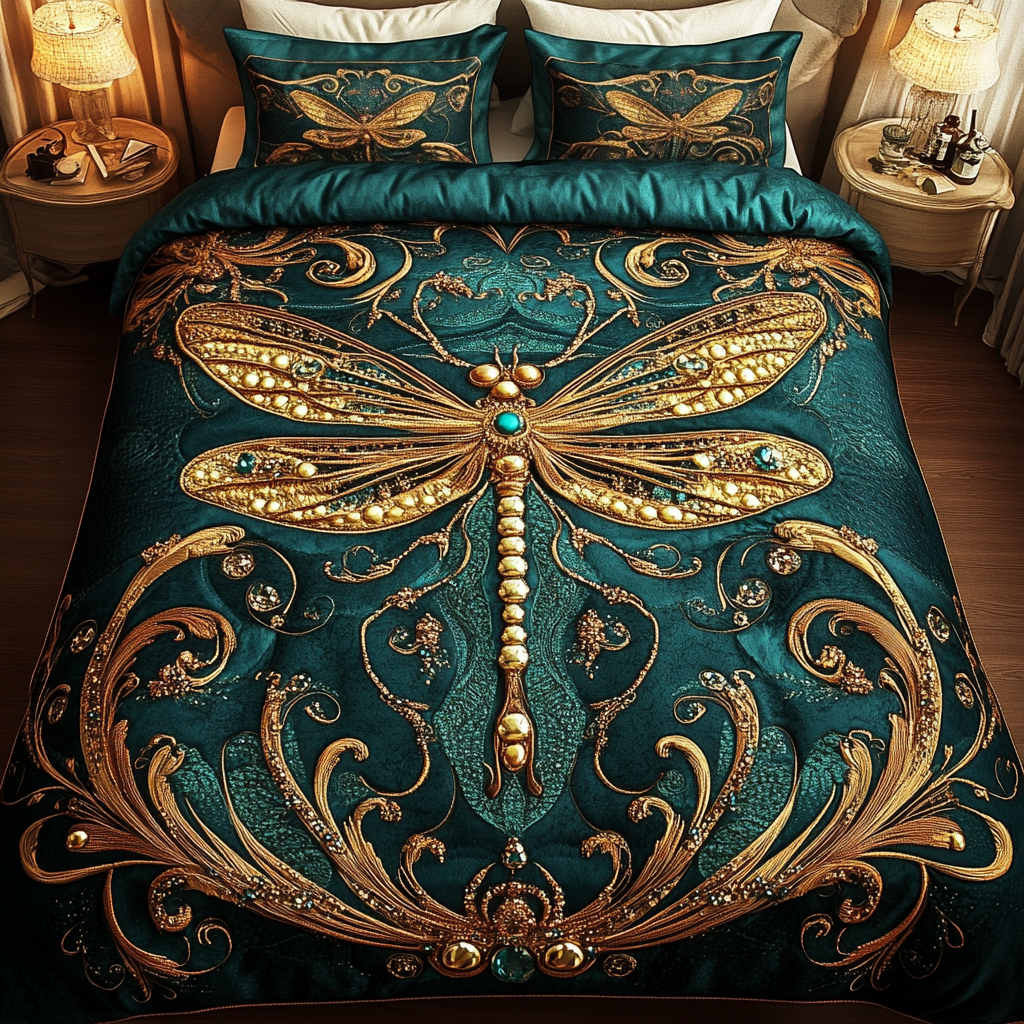 Dragonfly Dream Quilted Bedding Set Dragonfly Gifts For Her Dragonfly Dream Quilted Bedding Set Dragonfly Gifts For Her
