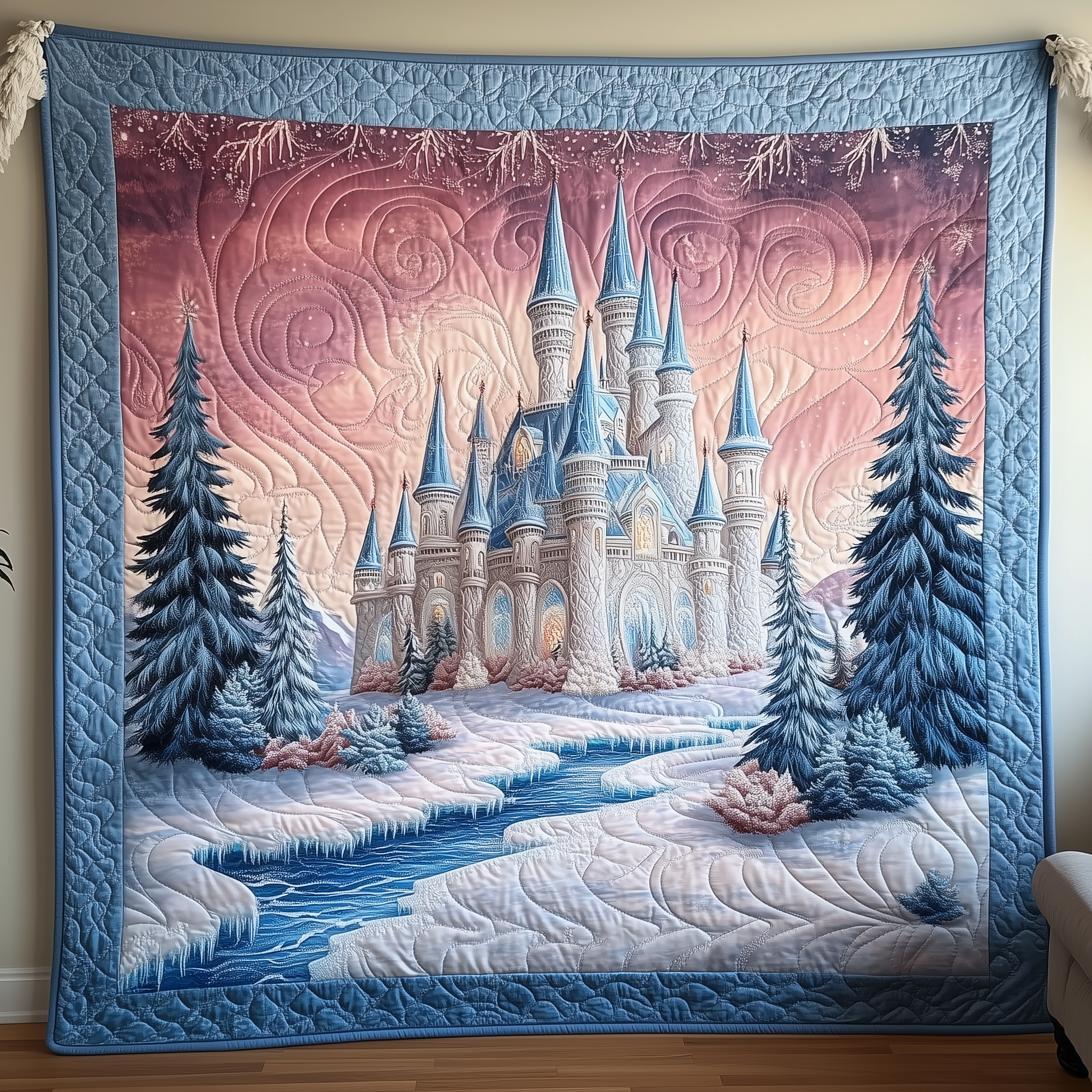 Dreamspire Twilight Castle Quilted Blanket Cute Unique Blanket Item Merch Mother's Day Delivery Gifts Dreamspire Twilight Castle Quilted Blanket Cute Unique Blanket Item Merch Mother's Day Delivery Gifts