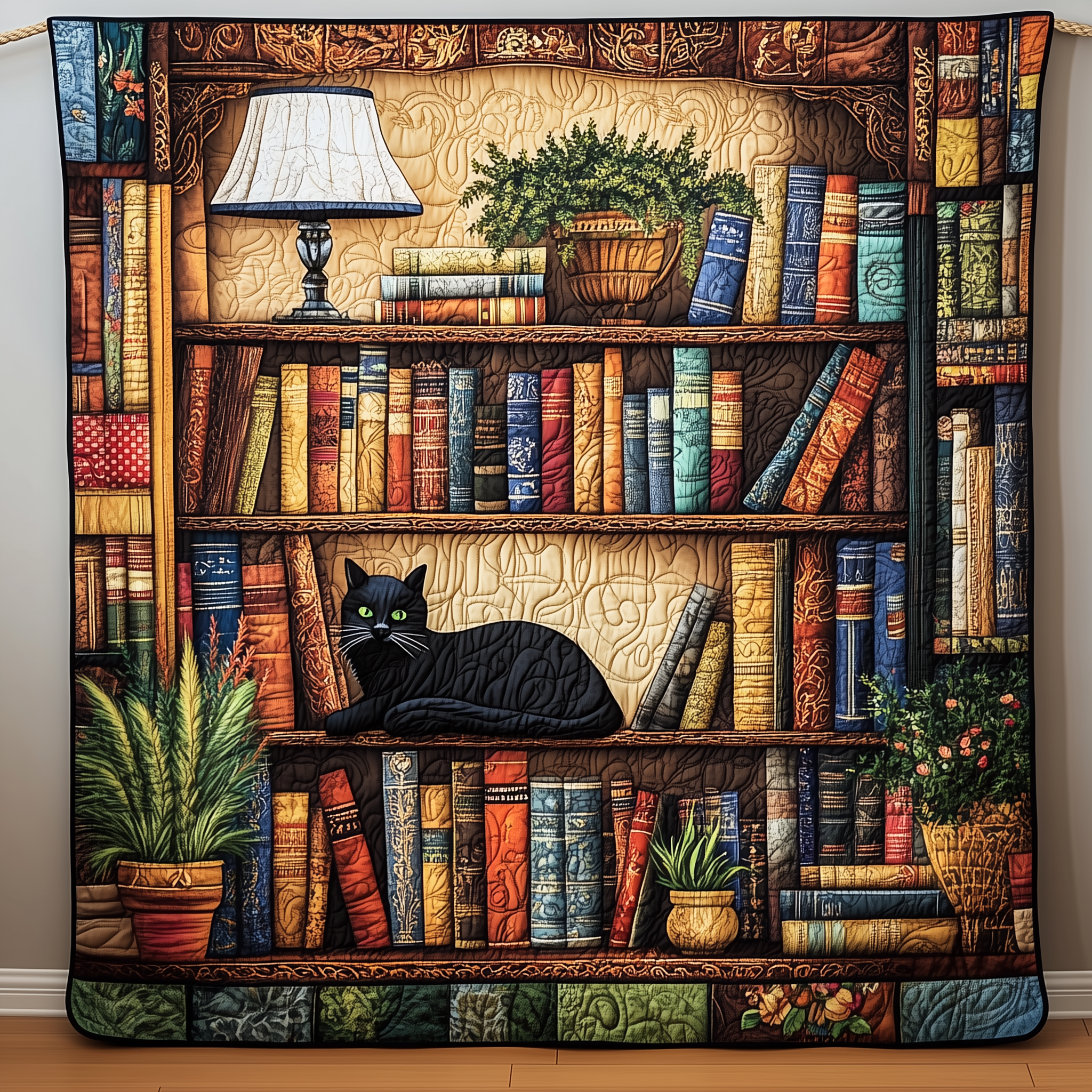 Dreamy Cat Library Quilted Blanket Best Throw Blanket Best Gifts For Book Readers Dreamy Cat Library Quilted Blanket Best Throw Blanket Best Gifts For Book Readers