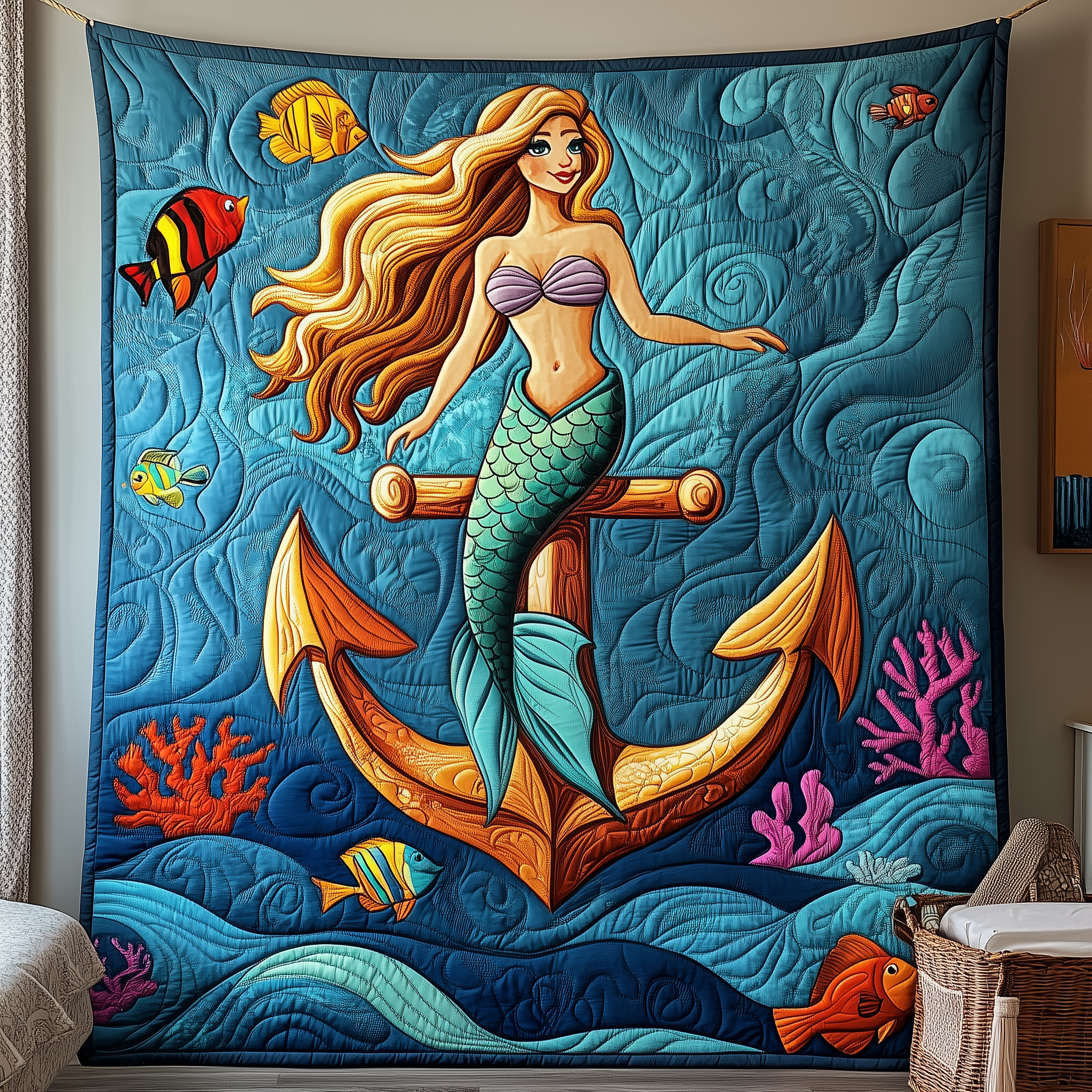 Dreamy Mermaid Anchor Quilted Blanket Unique Throw Blanket Item Merch Mermaid Birthday Gifts Dreamy Mermaid Anchor Quilted Blanket Unique Throw Blanket Item Merch Mermaid Birthday Gifts