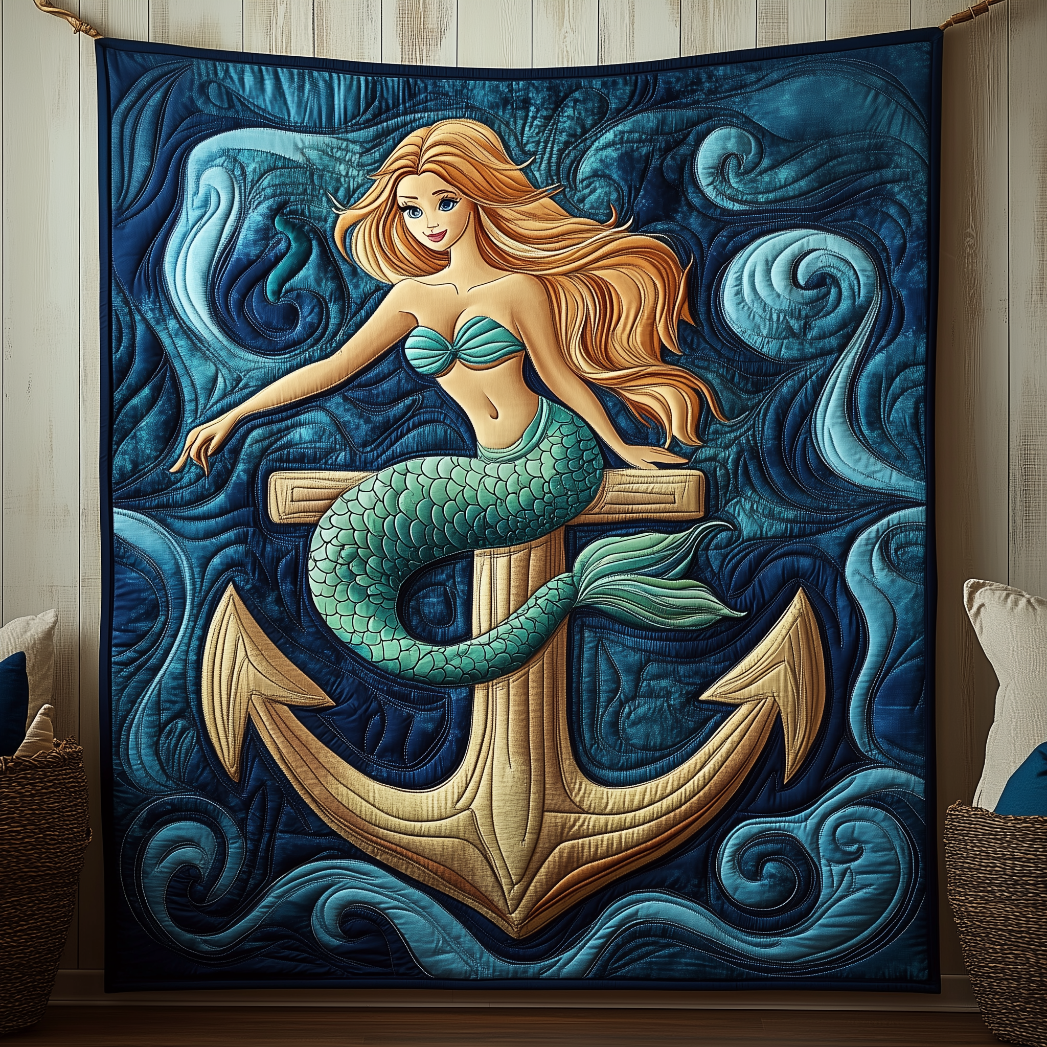 Dreamy Mermaid Anchor Quilted Blanket Unique Throw Blanket Item Merch Mermaid Gifts Adults Dreamy Mermaid Anchor Quilted Blanket Unique Throw Blanket Item Merch Mermaid Gifts Adults