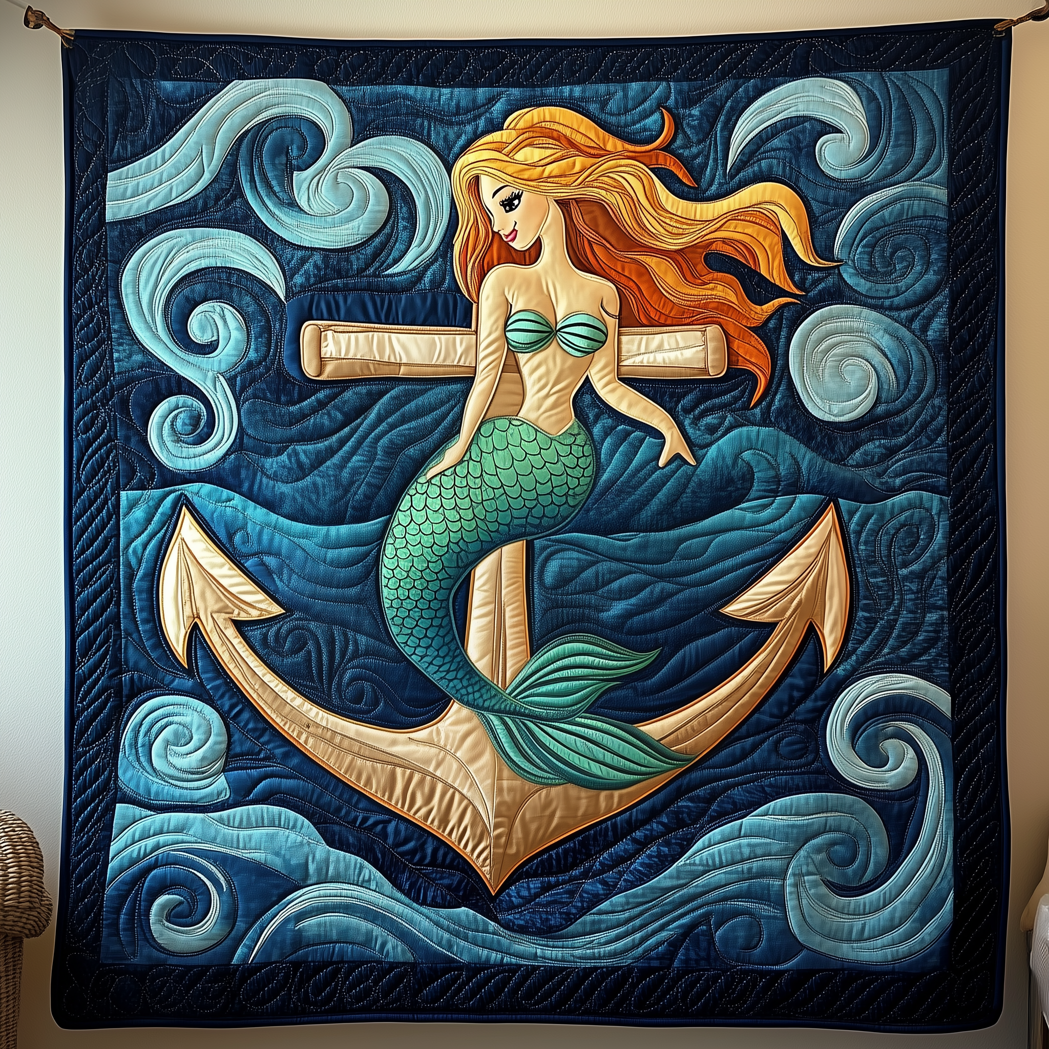 Dreamy Mermaid Anchor Quilted Blanket Unique Throw Blanket Item Merch Mermaid Present Ideas Dreamy Mermaid Anchor Quilted Blanket Unique Throw Blanket Item Merch Mermaid Present Ideas