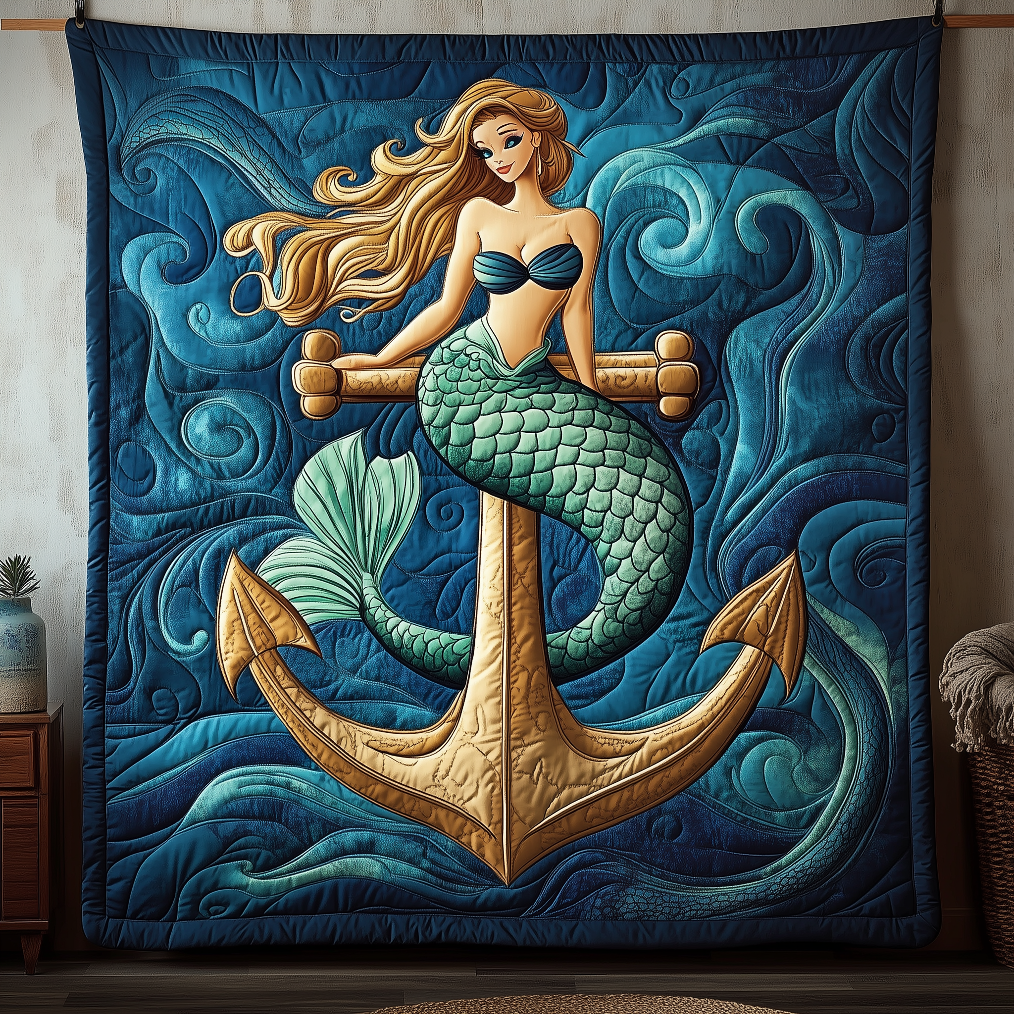 Dreamy Mermaid Anchor Quilted Blanket Unique Throw Blanket Item Merch Mermaid Presents For Adults Dreamy Mermaid Anchor Quilted Blanket Unique Throw Blanket Item Merch Mermaid Presents For Adults