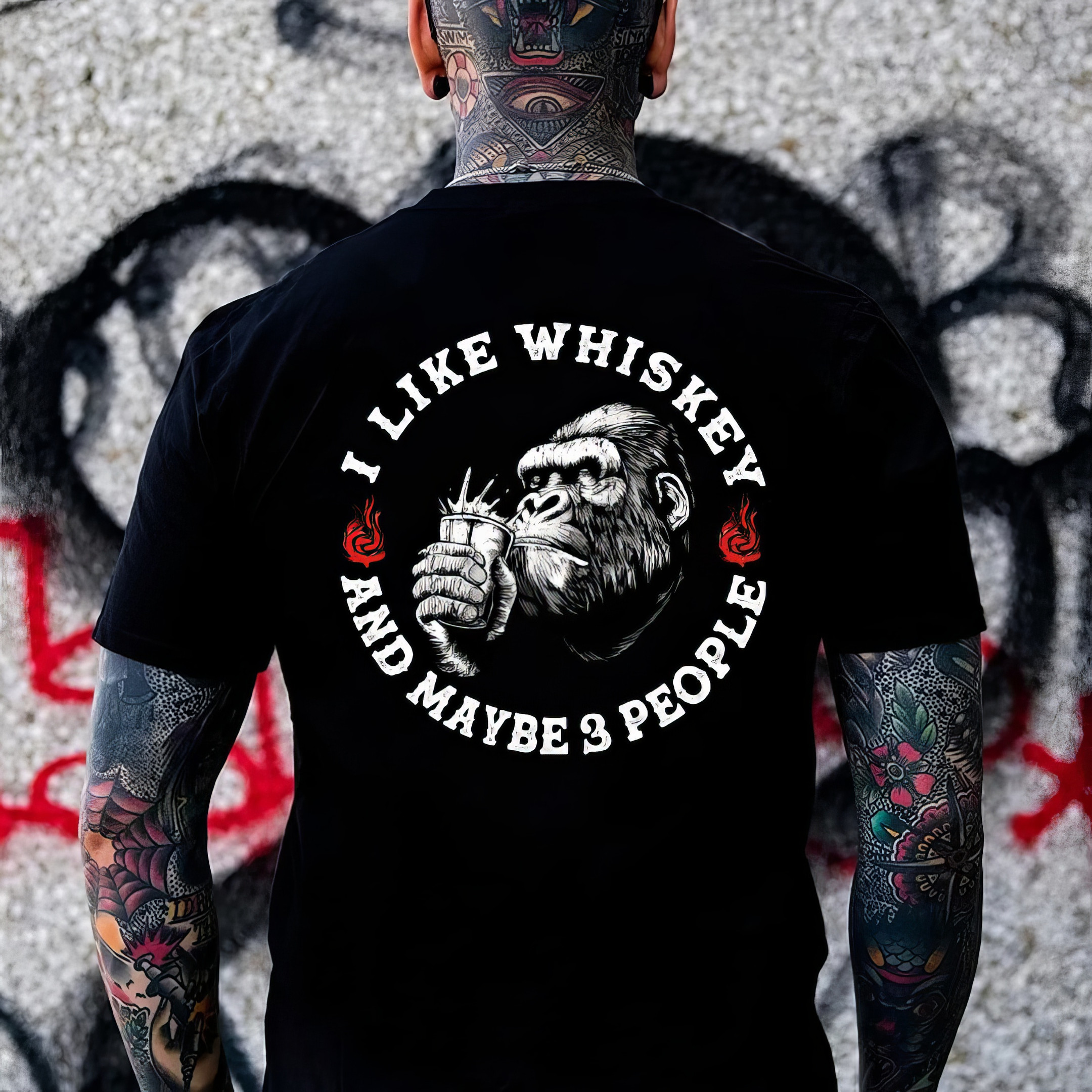 Drinking Monkey I Like Whiskey And Maybe 3 People T-Shirt Gifts For Father In Law Drinking Monkey I Like Whiskey And Maybe 3 People T-Shirt Gifts For Father In Law