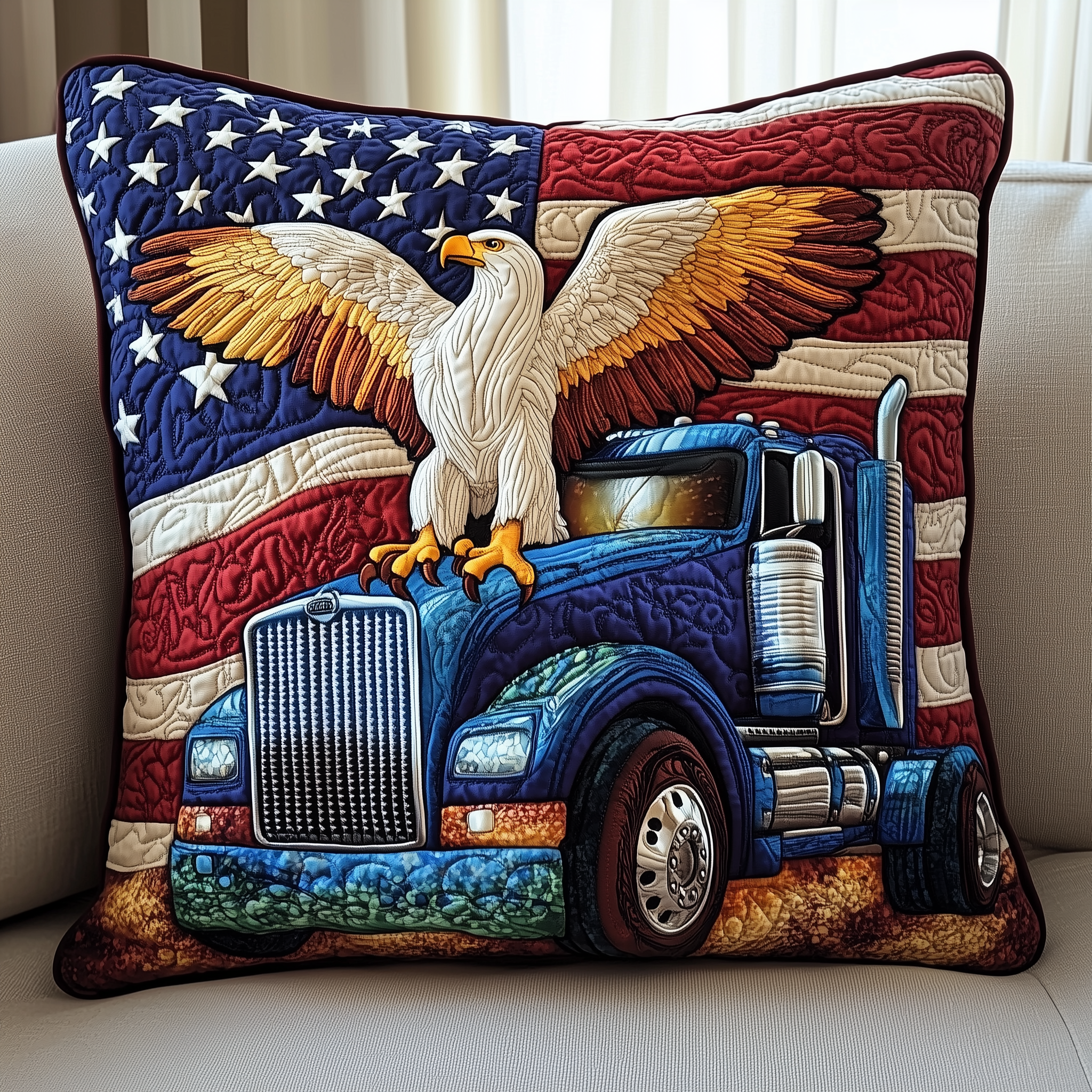 Eagle of Freedom Quilted Pillow Case Cotton Comfort Meets Durability in Our Pillow Cases Eagle of Freedom Quilted Pillow Case Cotton Comfort Meets Durability in Our Pillow Cases