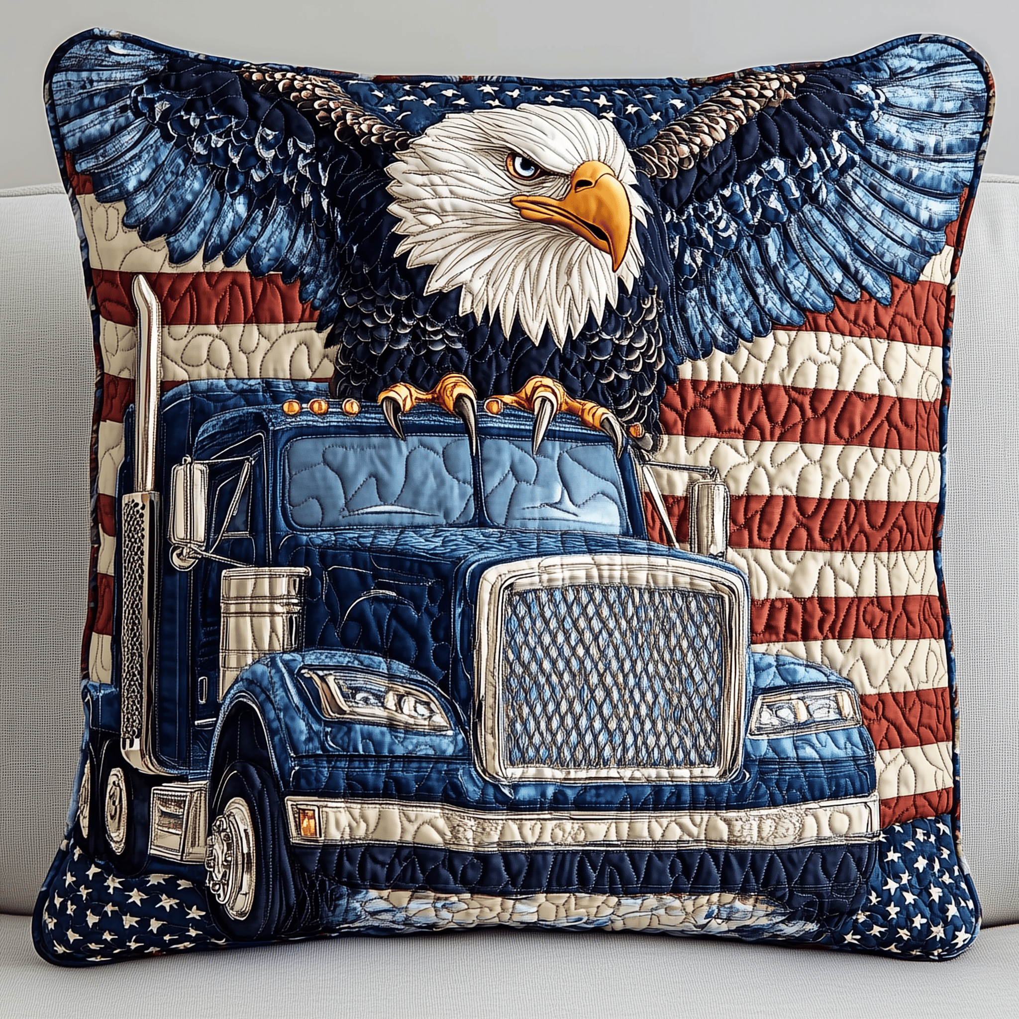 Eagle of Freedom Quilted Pillow Case Feel the Cool Touch of Satin Pillow Cases Eagle of Freedom Quilted Pillow Case Feel the Cool Touch of Satin Pillow Cases