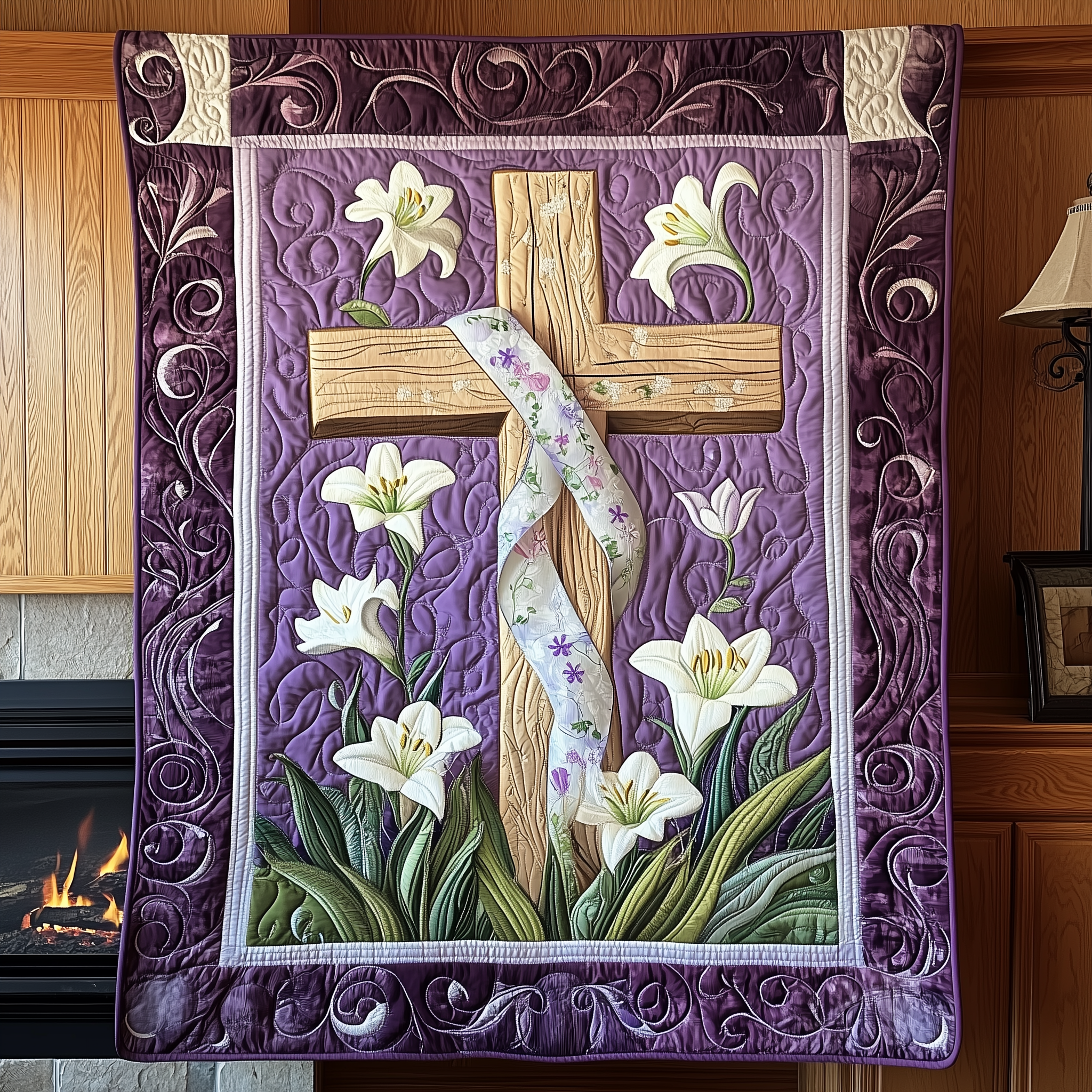 Easter Cross Quilted Blanket Best Throw Blanket Easter Gifts For Her Easter Cross Quilted Blanket Best Throw Blanket Easter Gifts For Her