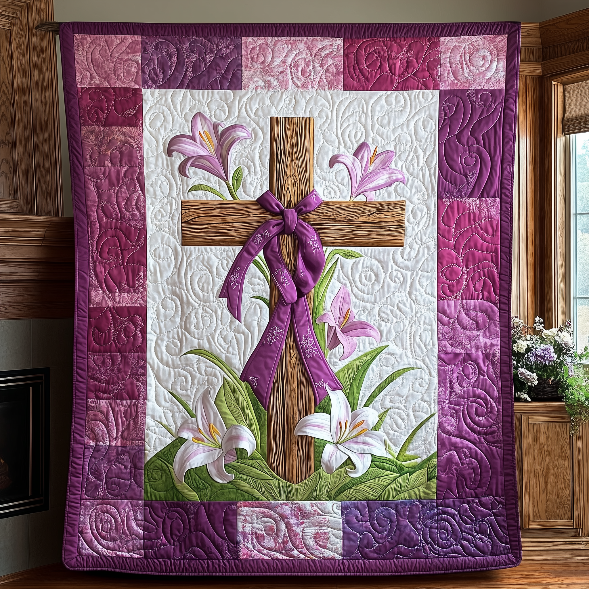Easter Cross Quilted Blanket Best Throw Blanket Easter Gifts For Him Easter Cross Quilted Blanket Best Throw Blanket Easter Gifts For Him